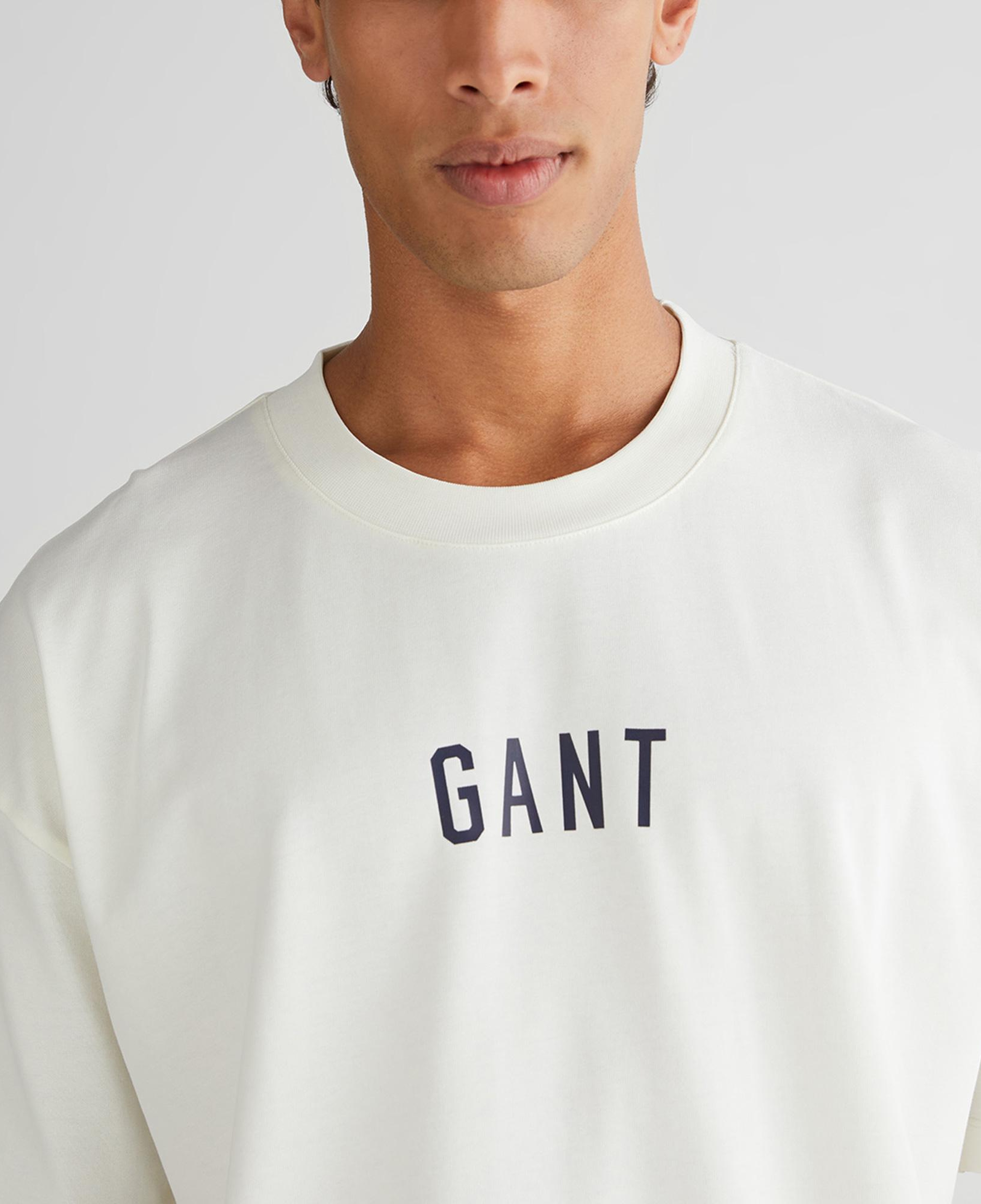 GANT Erkek Krem Relaxed Fit Bisiklet Yaka Logolu T-Shirt