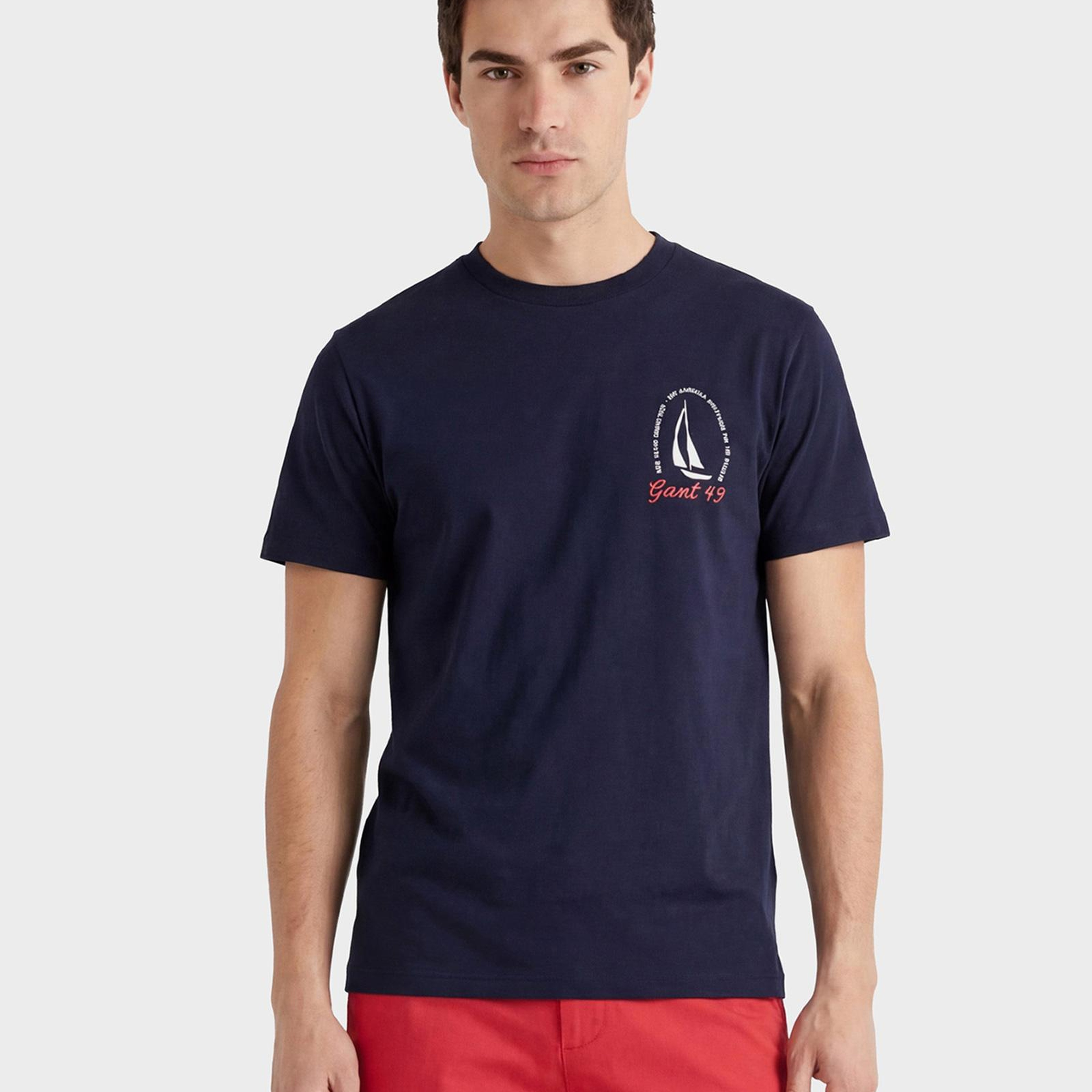 GANT Erkek Lacivert Kısa Kollu T-Shirt