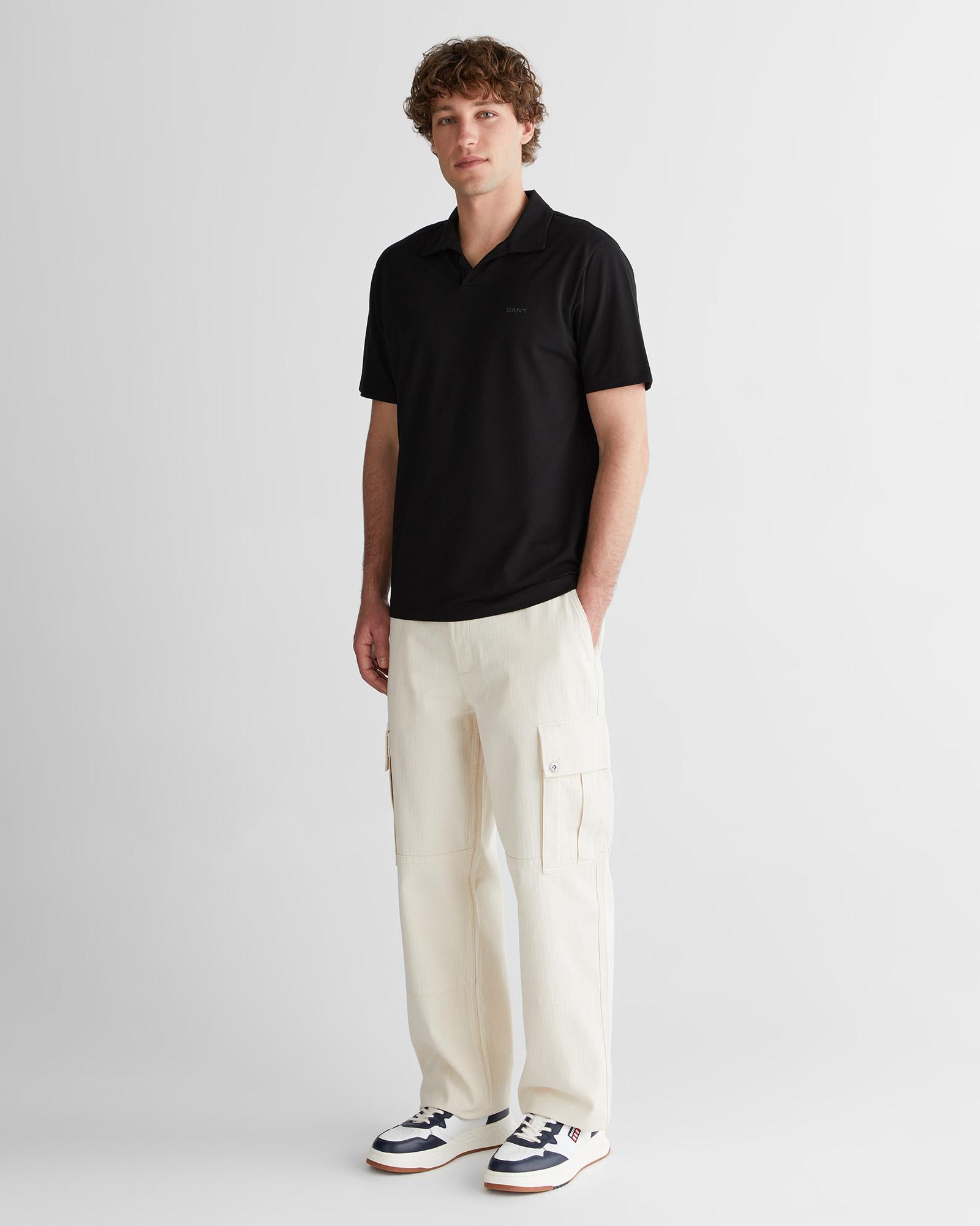GANT Erkek Siyah Regular Fit Polo Yaka T-Shirt