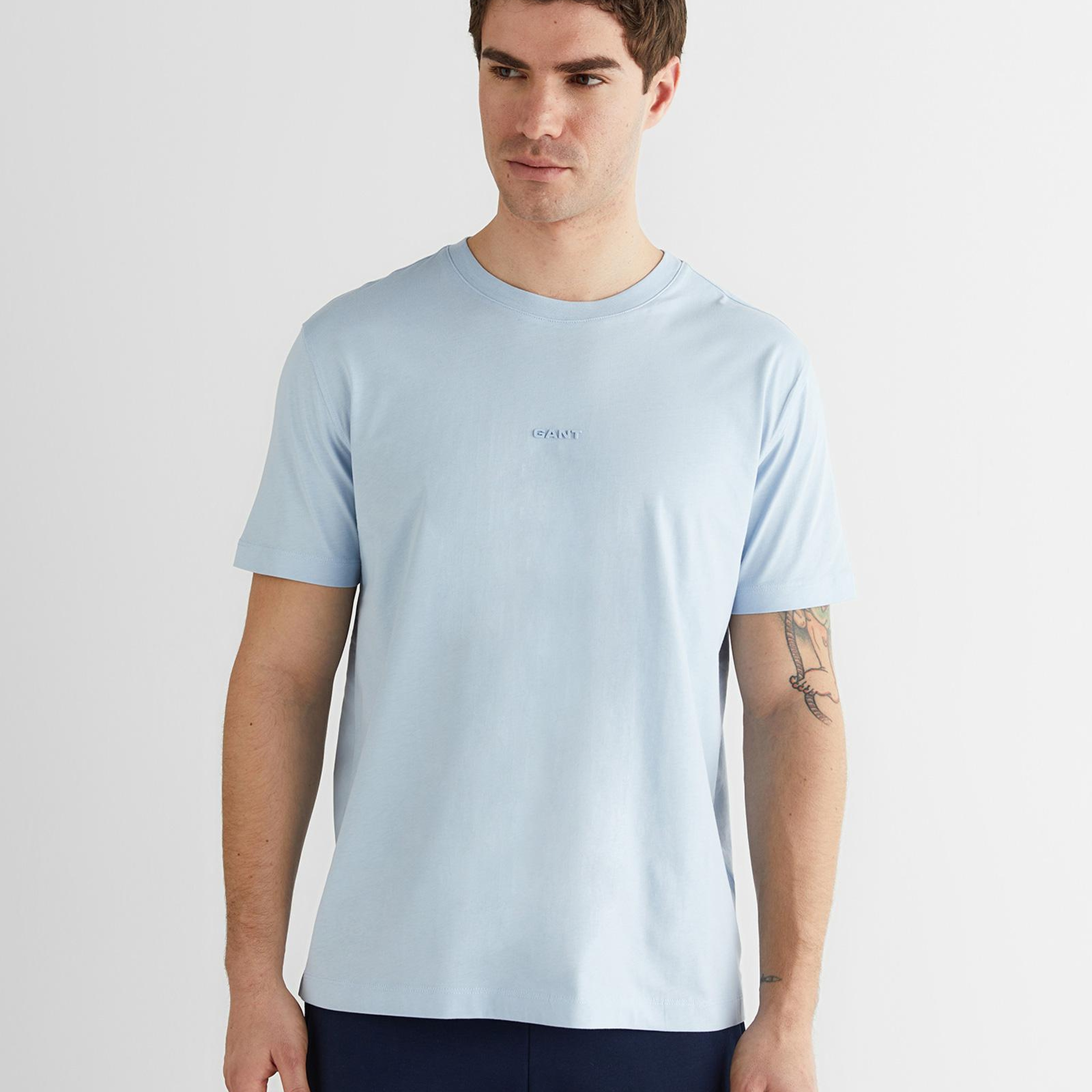 GANT Erkek Mavi Kısa Kollu T-Shirt