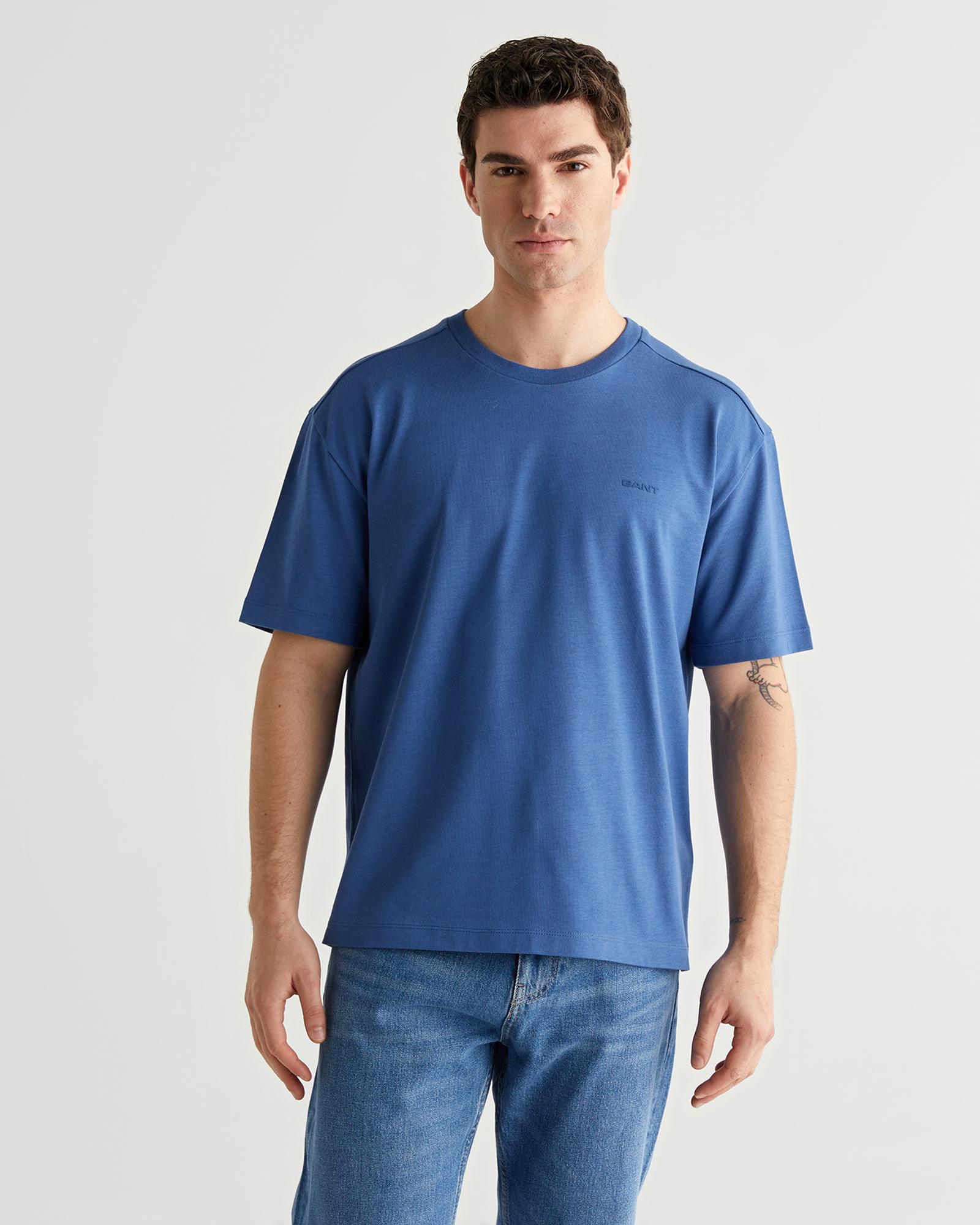GANT Erkek Mavi Kısa Kollu T-Shirt