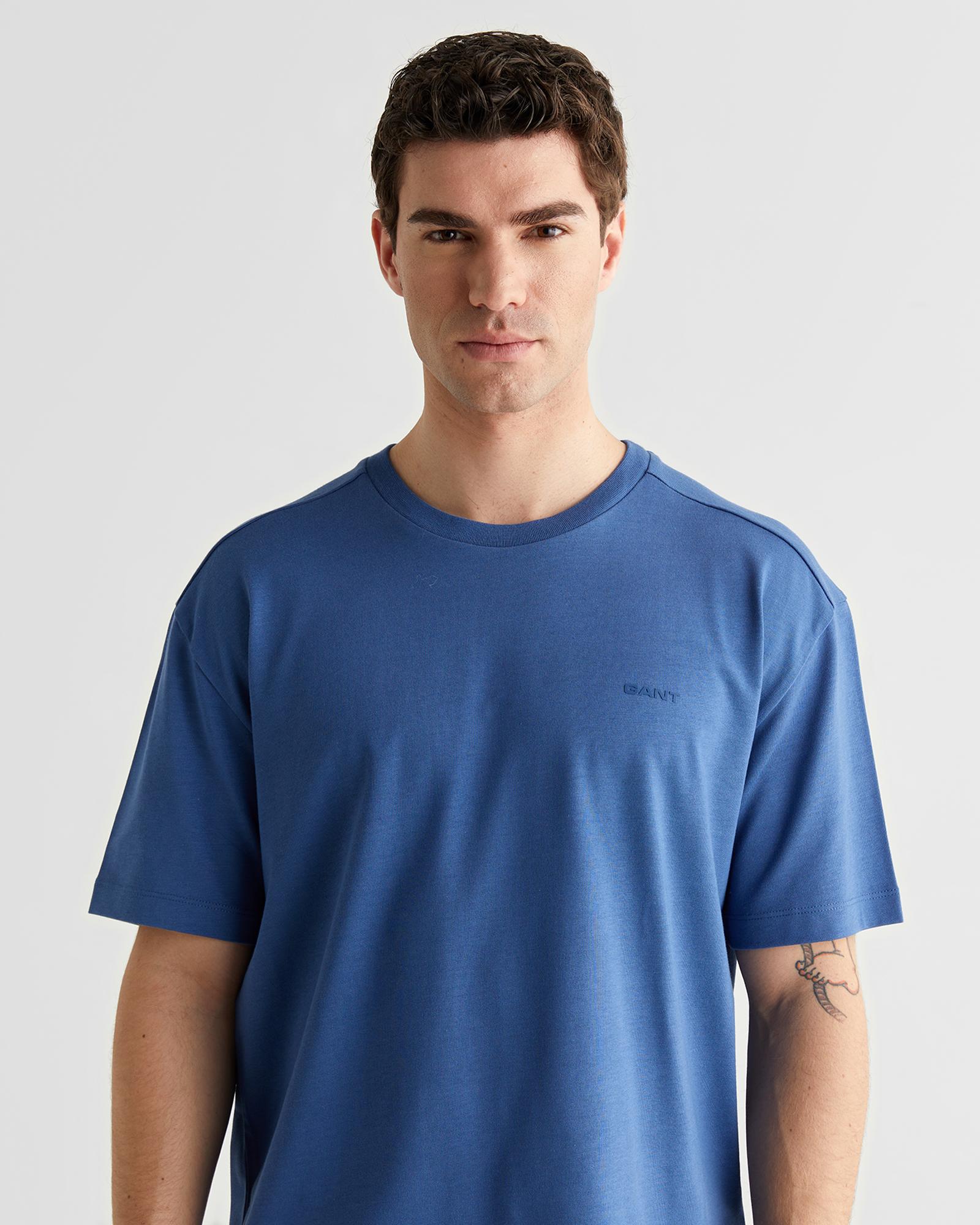 GANT Erkek Mavi Kısa Kollu T-Shirt