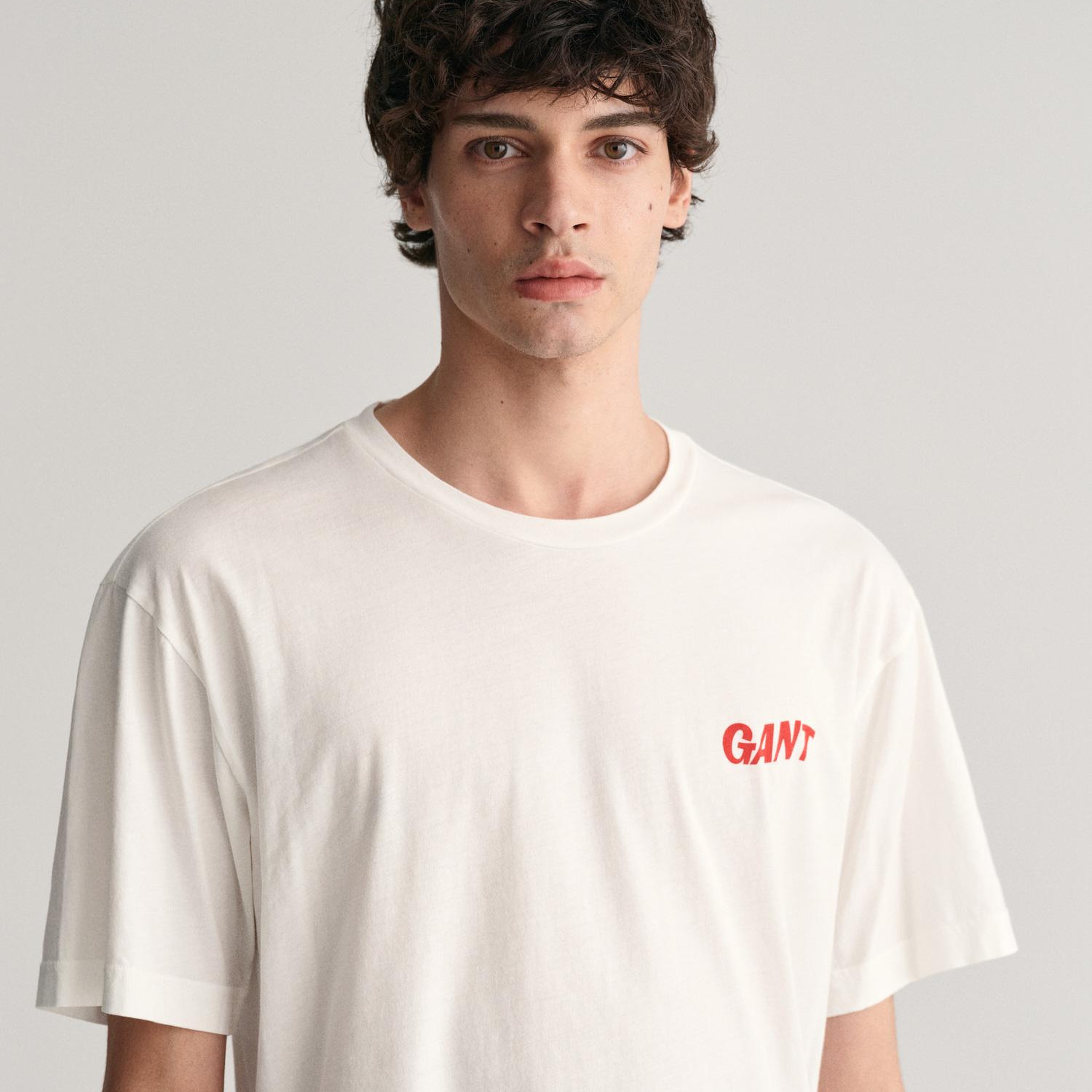 GANT Erkek Krem Regular Fit Bisiklet Yaka T-shirt