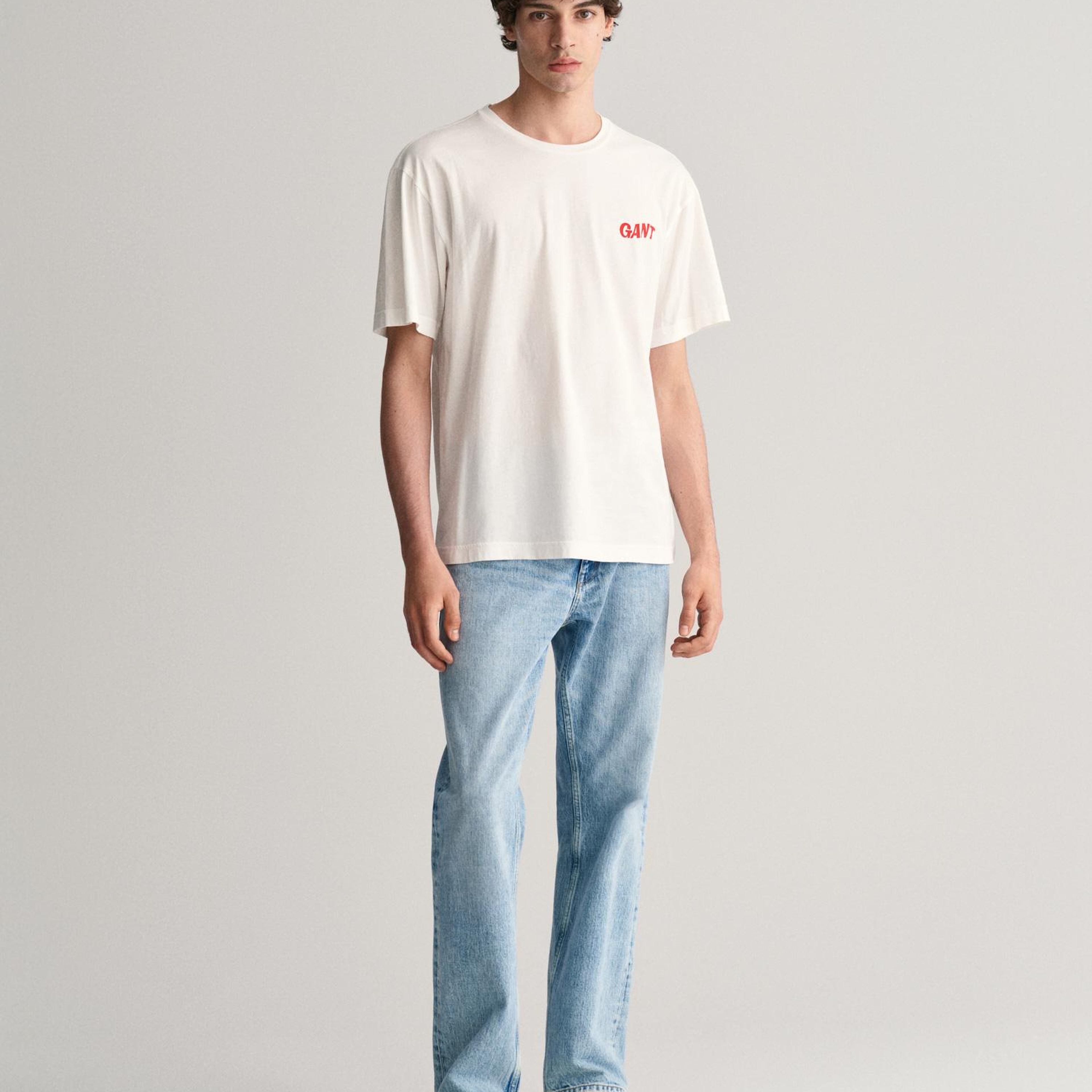 GANT Erkek Krem Regular Fit Bisiklet Yaka T-shirt