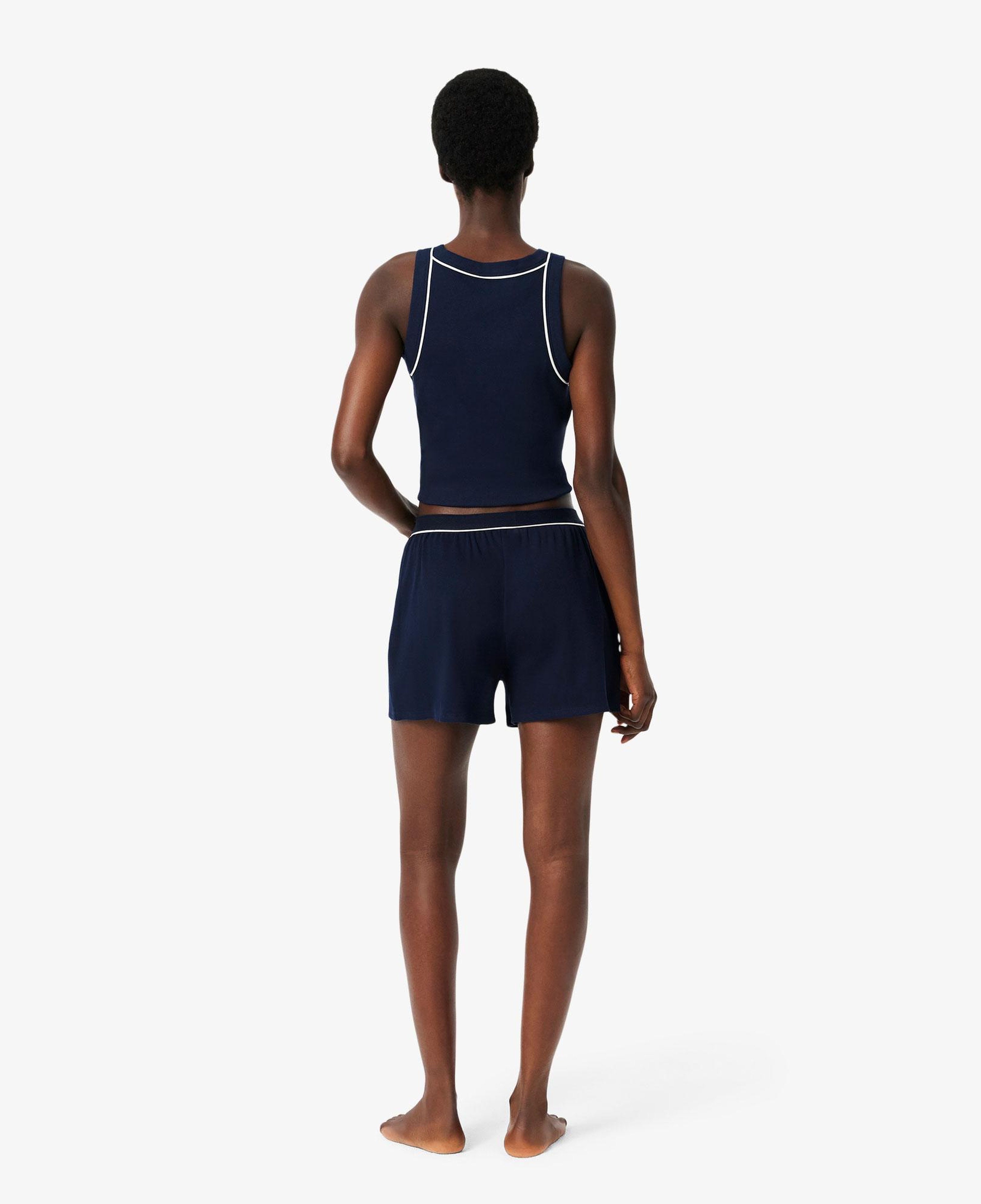 Kadın Kolsuz Bisiklet Yaka Lacivert Pijama Takımı