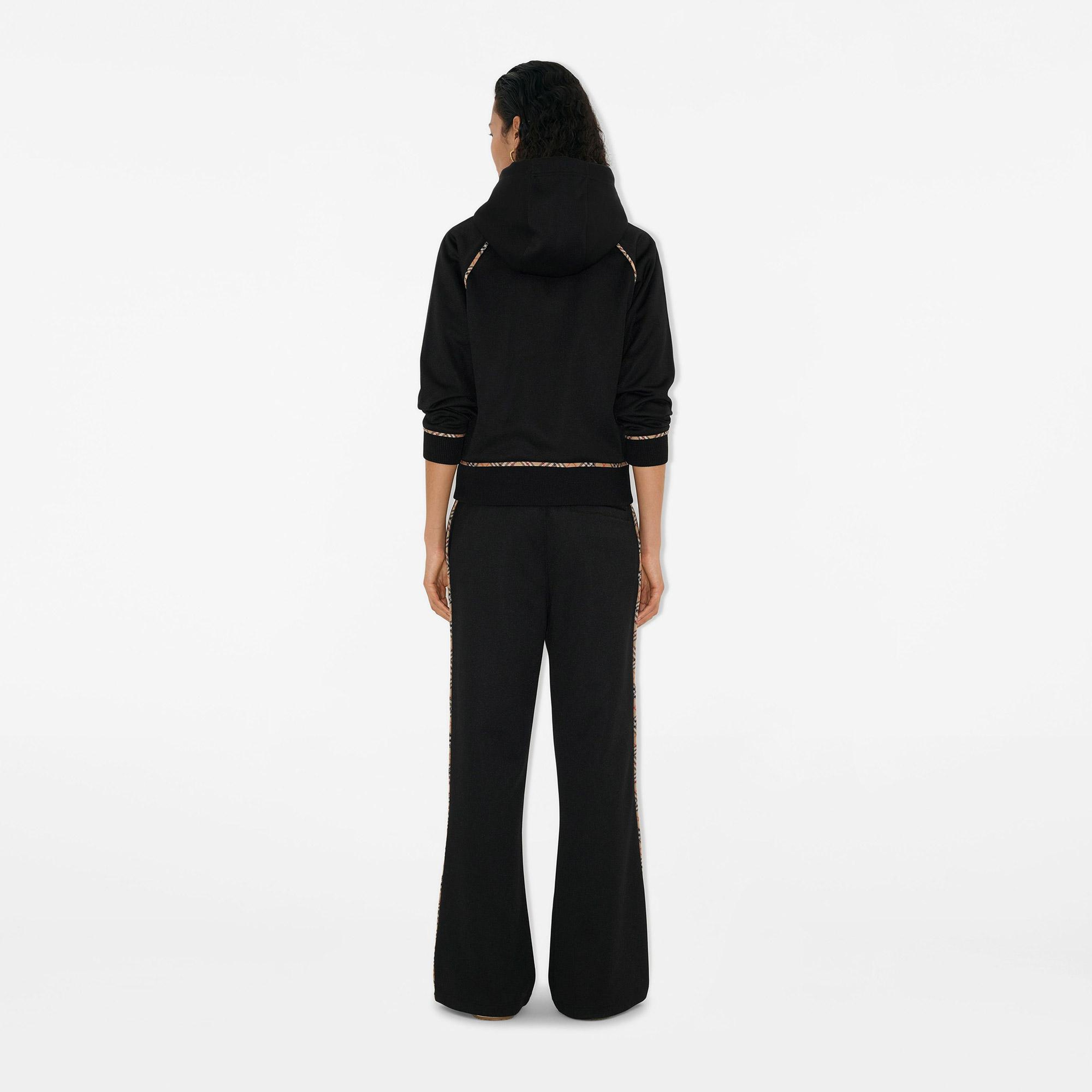 Burberry Hailey Check Trim Cotton Blend Kadın Siyah Sweatshirt