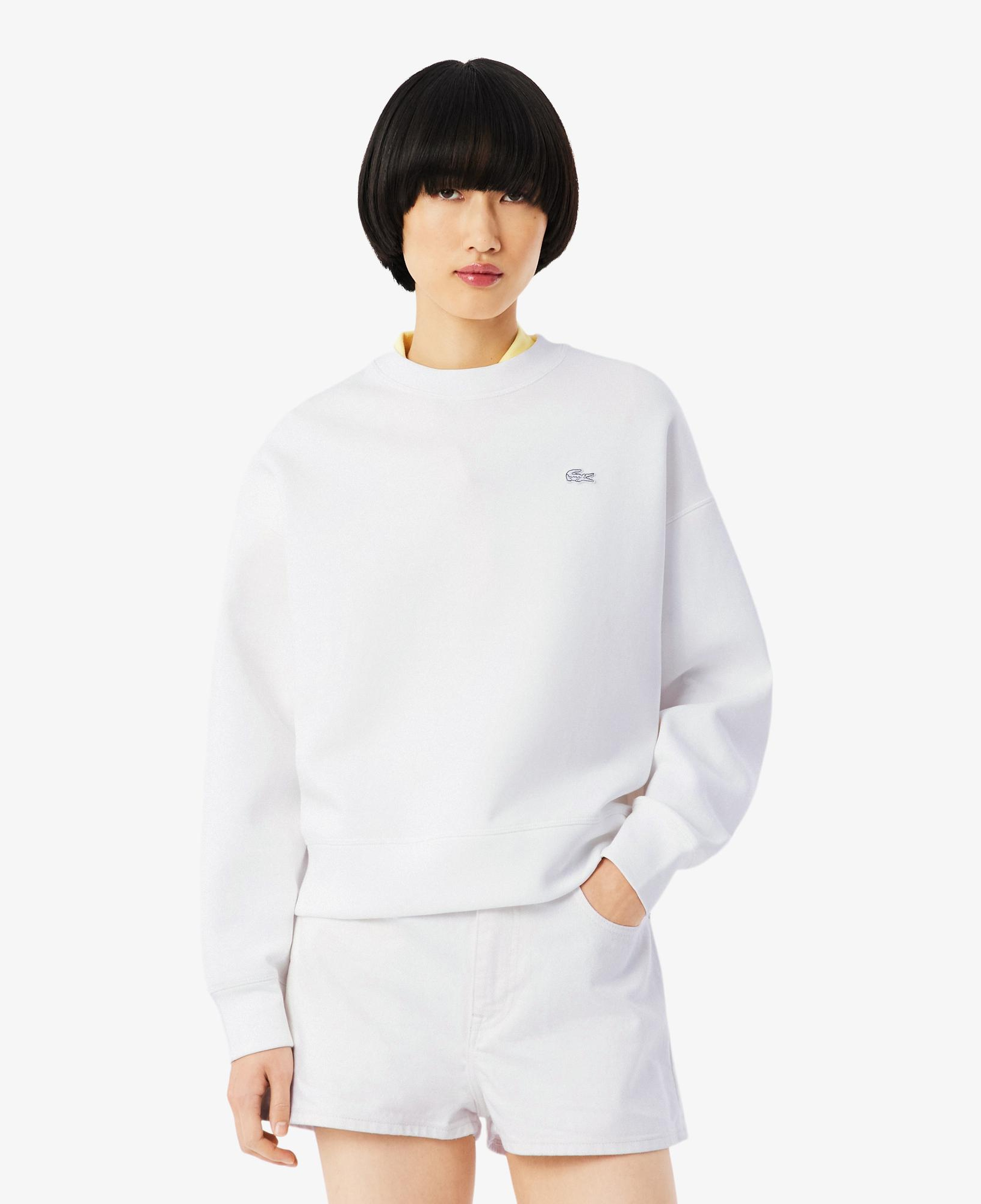Lacoste Kadın Oversize Fit Bisiklet Yaka Beyaz Sweatshirt