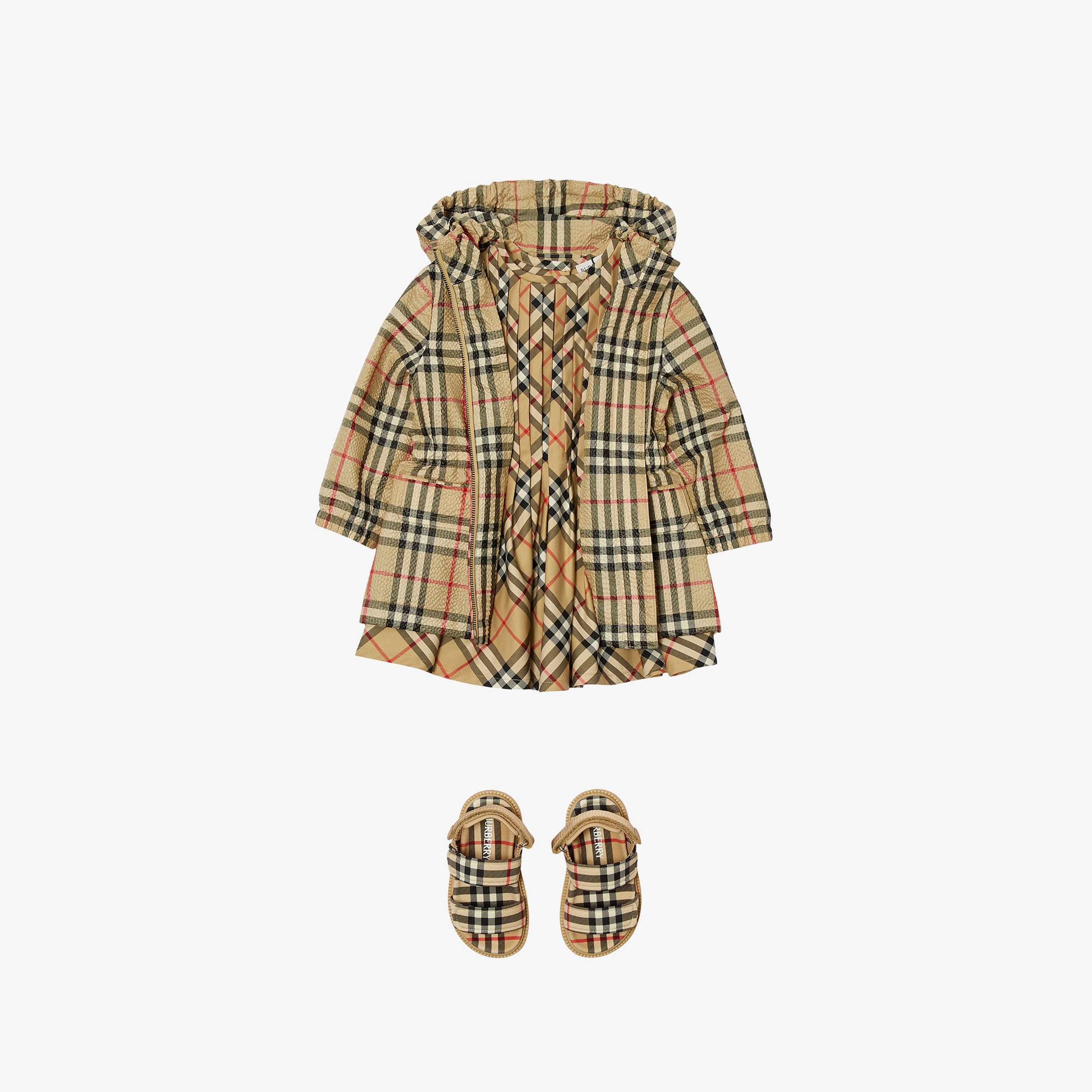 Burberry Check Kapüşonlu Çocuk Bej Ceket