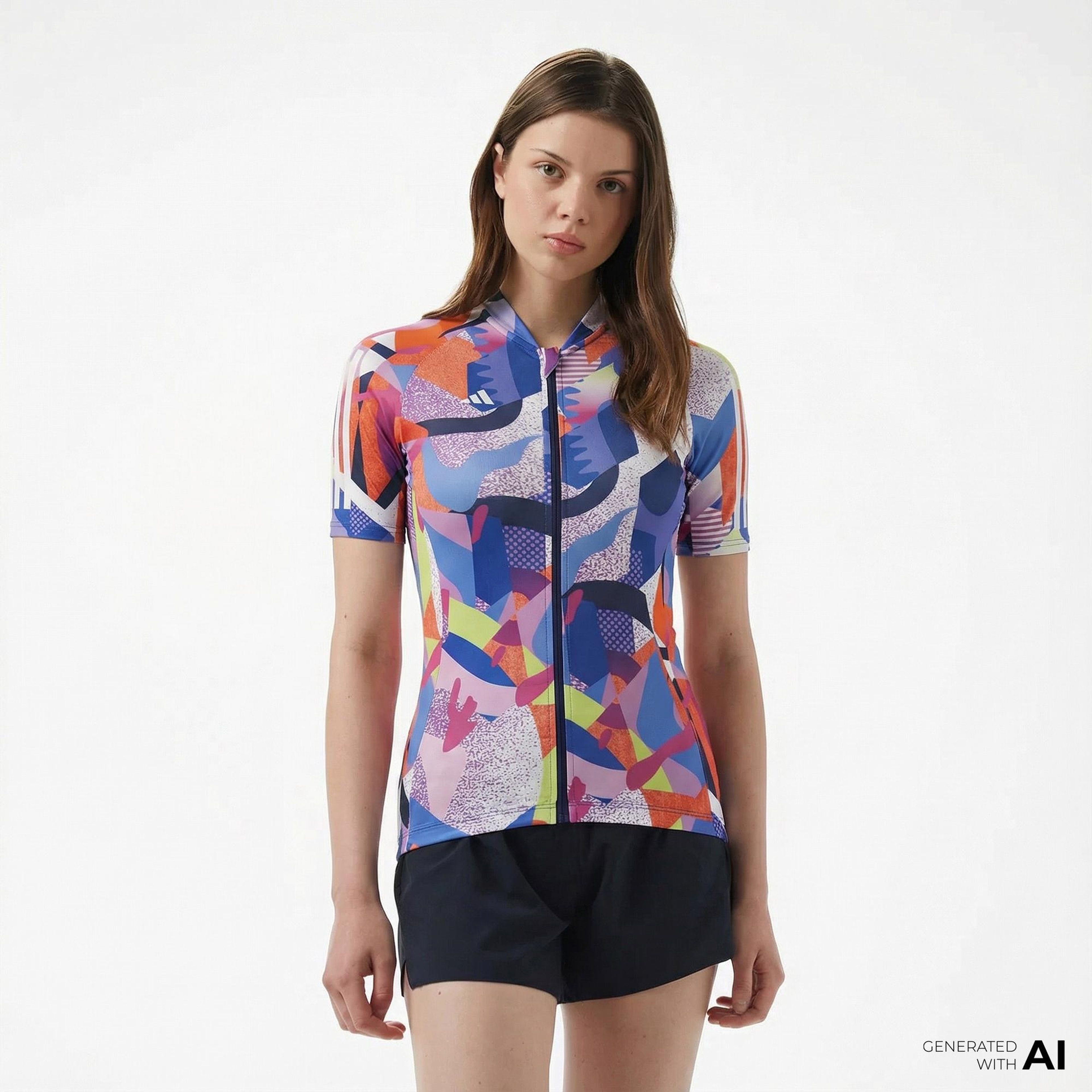 adidas Essentials 3-Stripes Pattern Clash Kadın Renkli Bisiklet T-Shirt