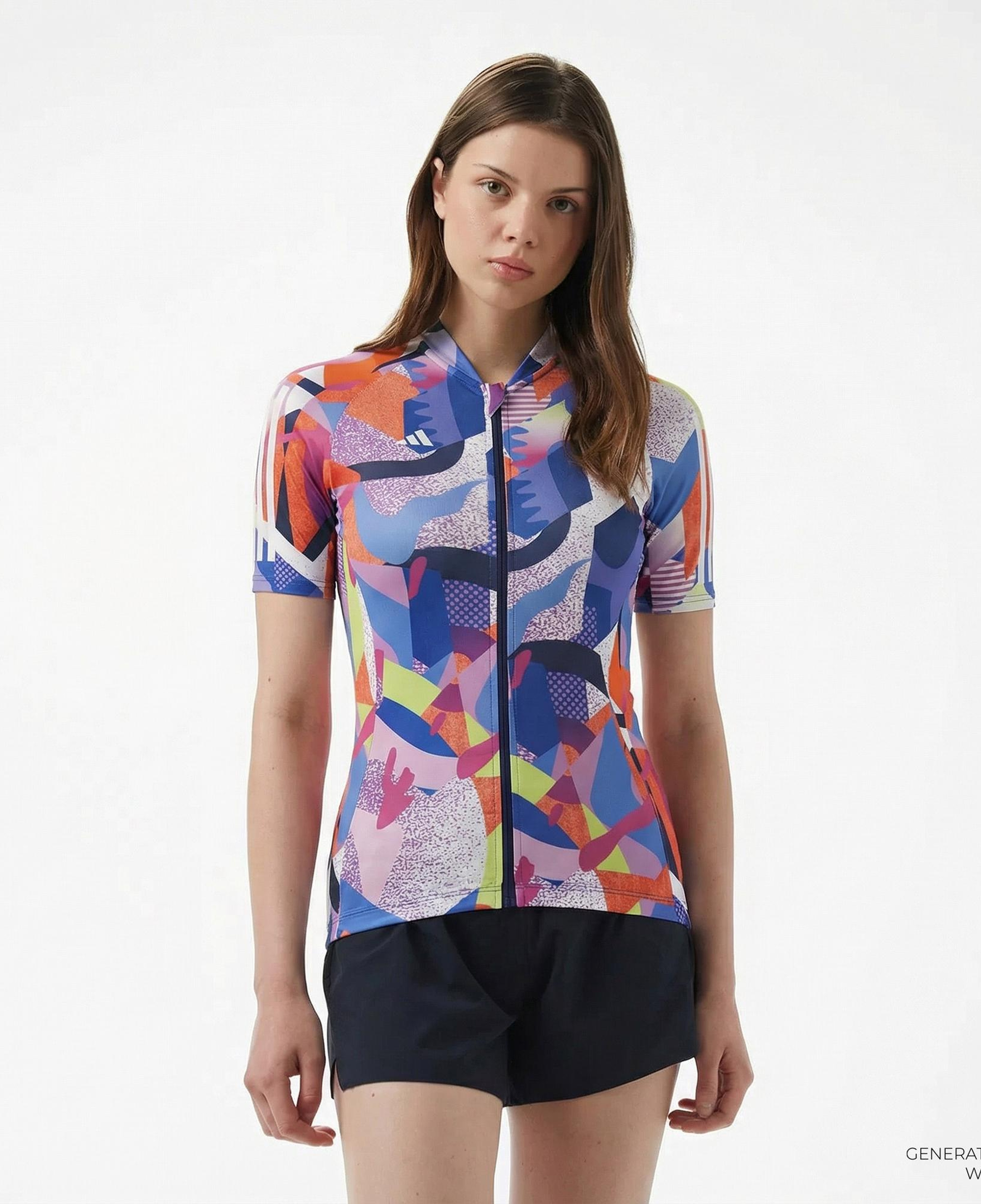 adidas Essentials 3-Stripes Pattern Clash Kadın Renkli Bisiklet T-Shirt