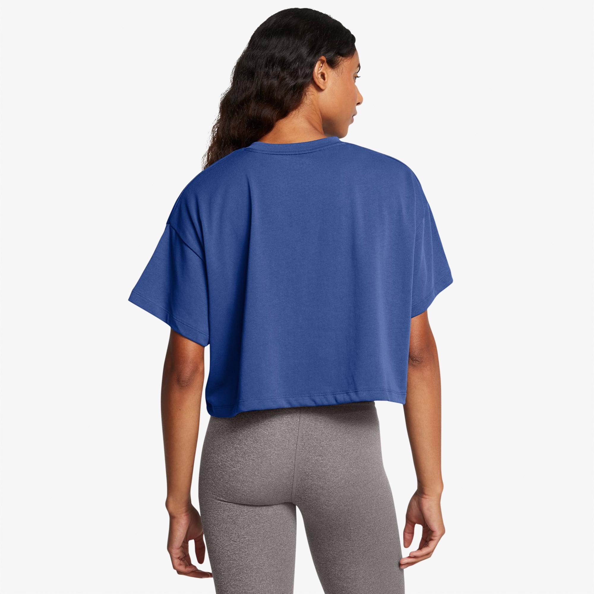 Under Armour Varsity Mix Heavyweight Kadın Mavi Antrenman T-Shirt