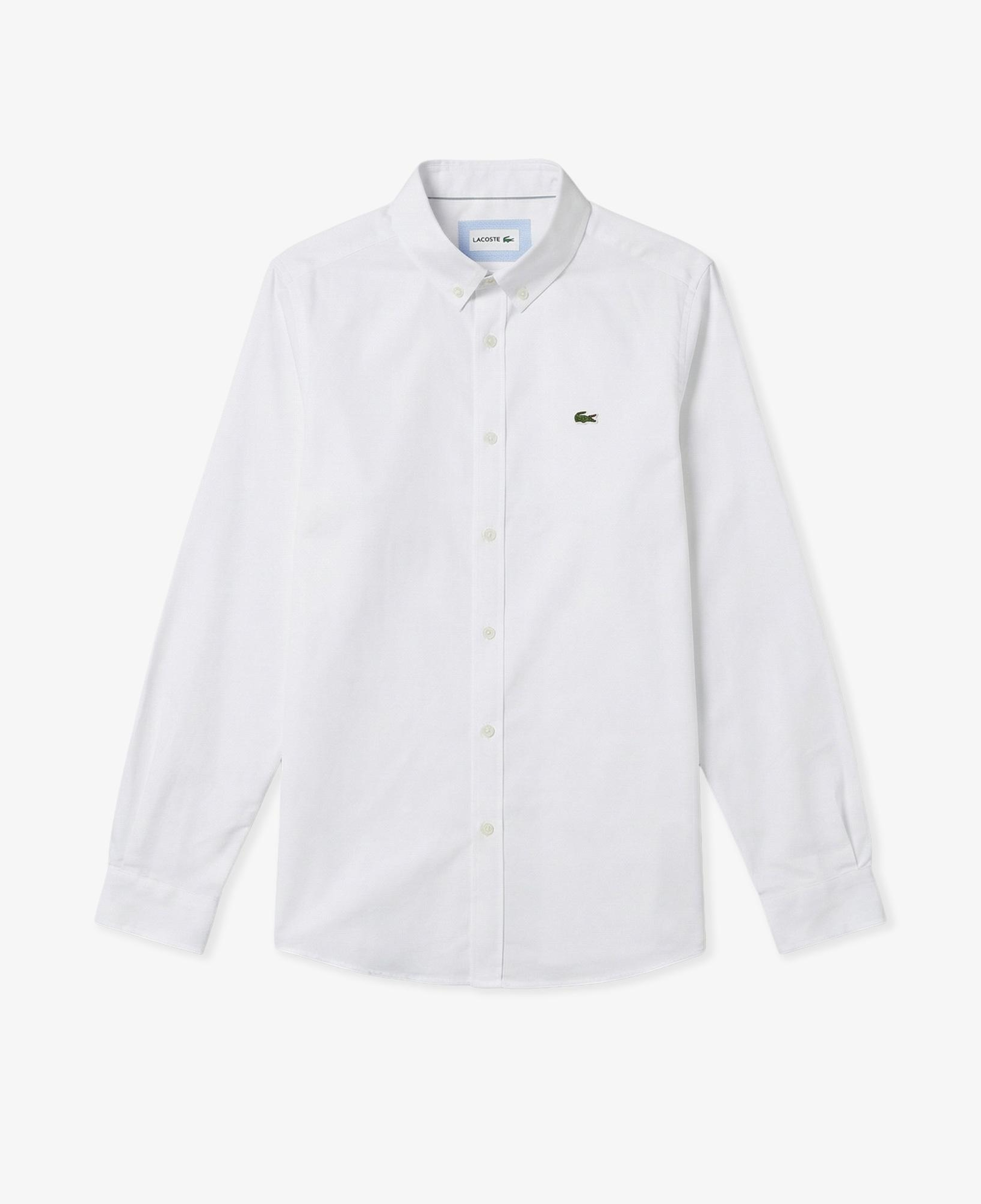 Erkek Slim Fit Düğmeli Yaka Beyaz Gömlek