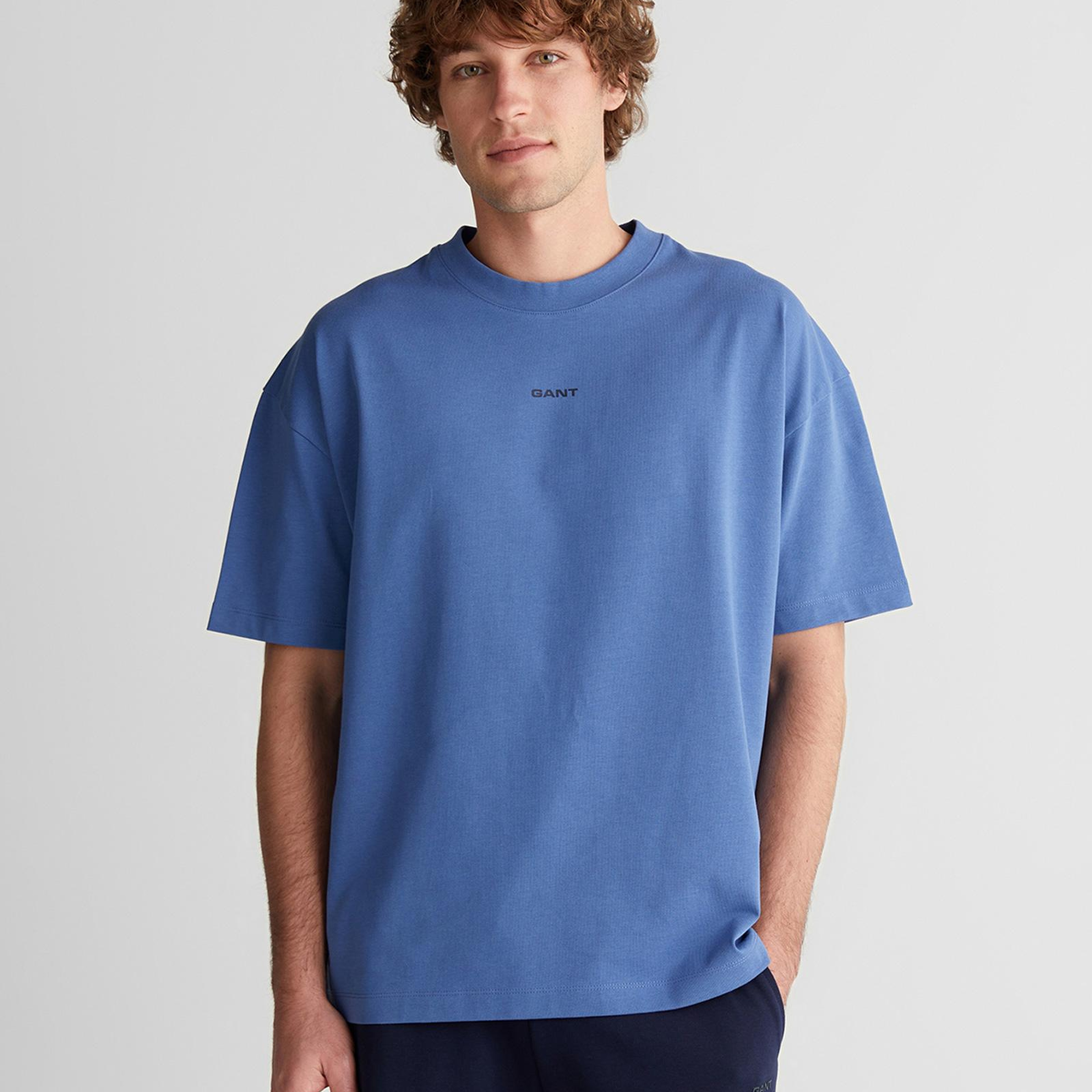 GANT Erkek Mavi Kısa Kollu T-Shirt