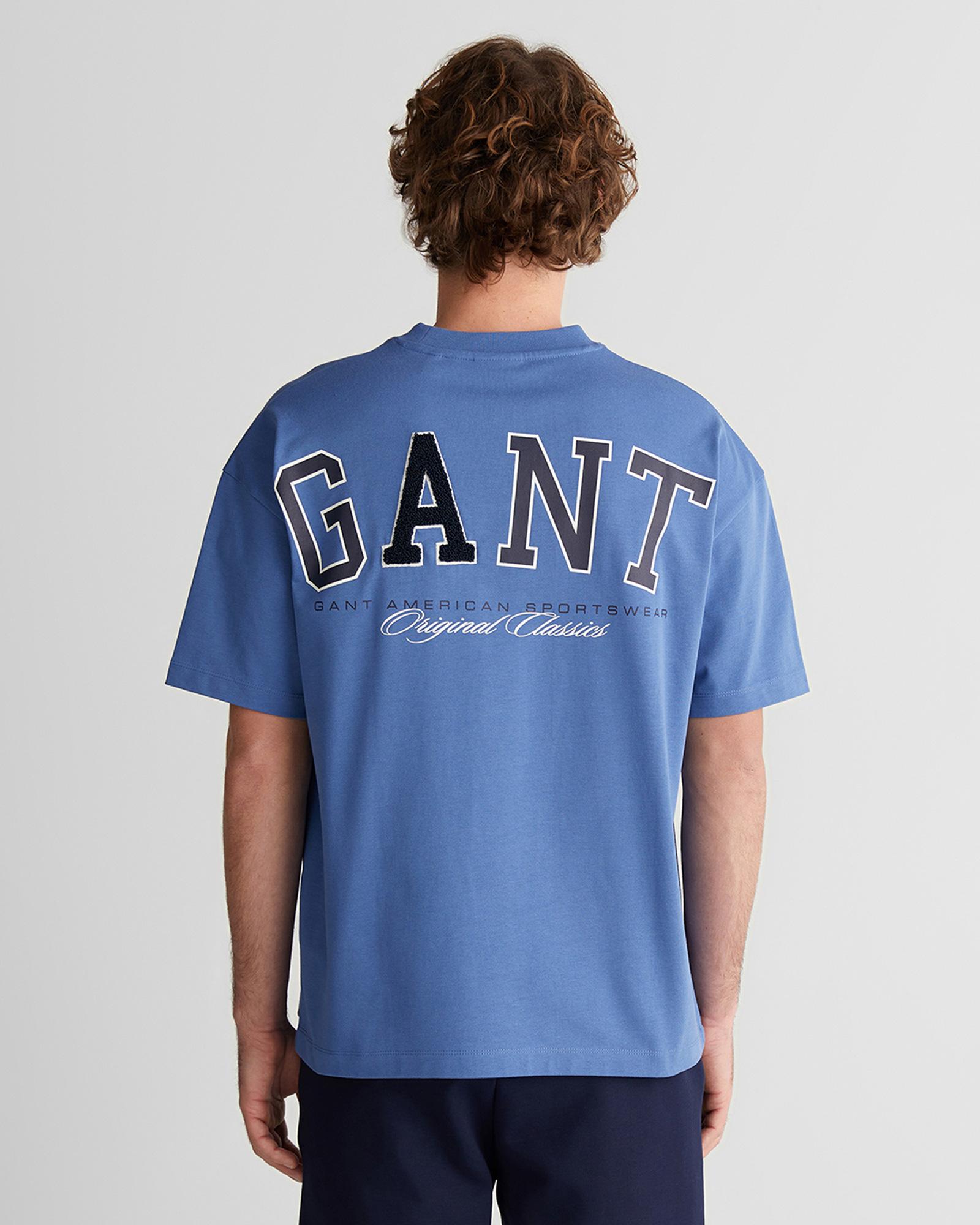 GANT Erkek Mavi Kısa Kollu T-Shirt