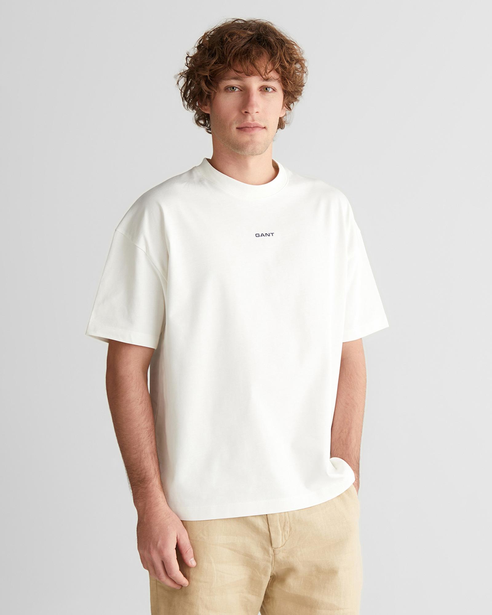 GANT Erkek Beyaz Kısa Kollu T-Shirt