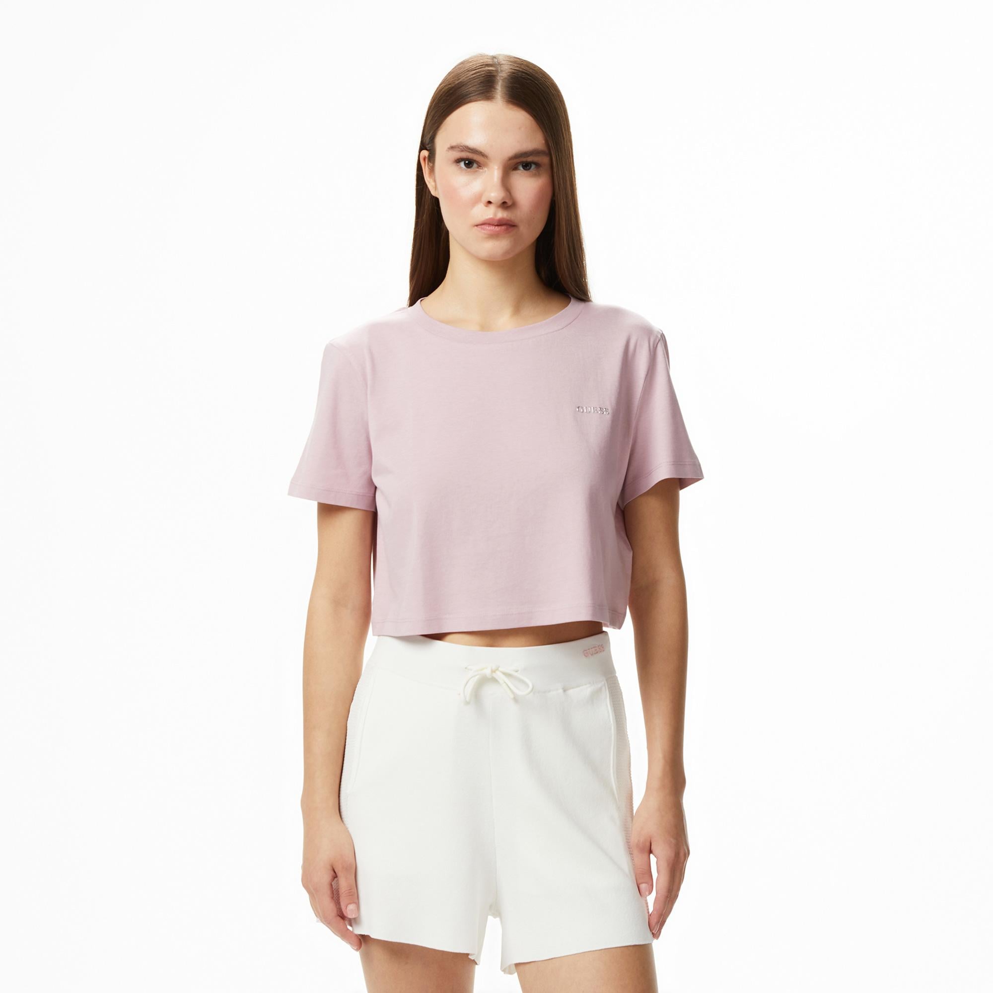 Guess Selene Aktif Boxy Fit Kadın Mor T-Shirt
