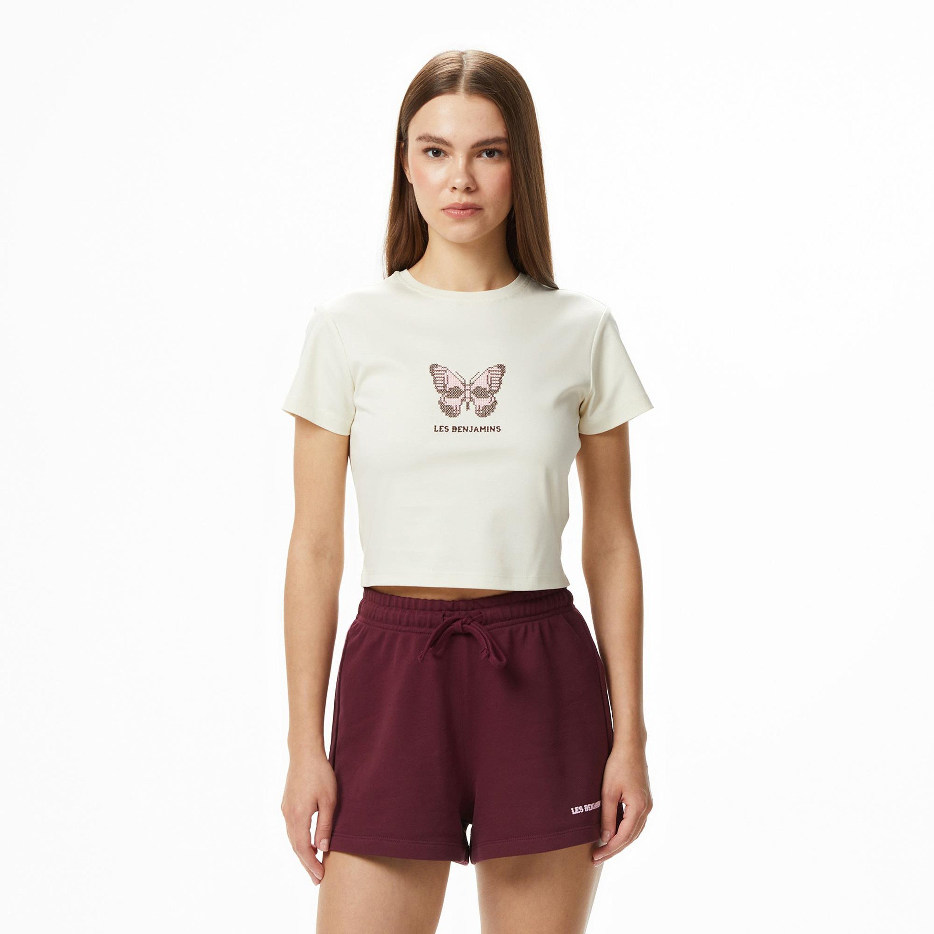 Les Benjamins 015 Kadın Krem Rengi T-Shirt
