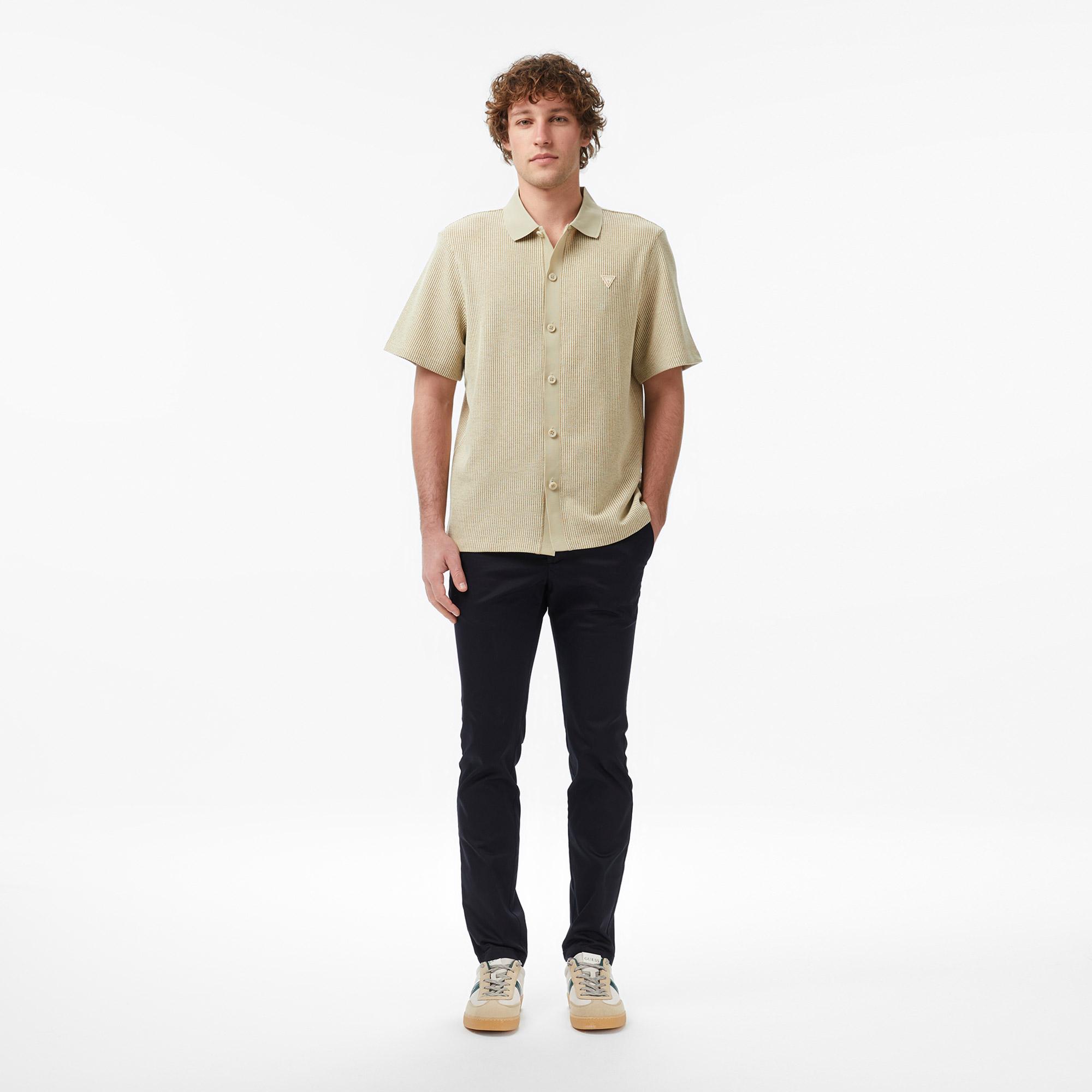 Guess Waffle Erkek Bej T-Shirt