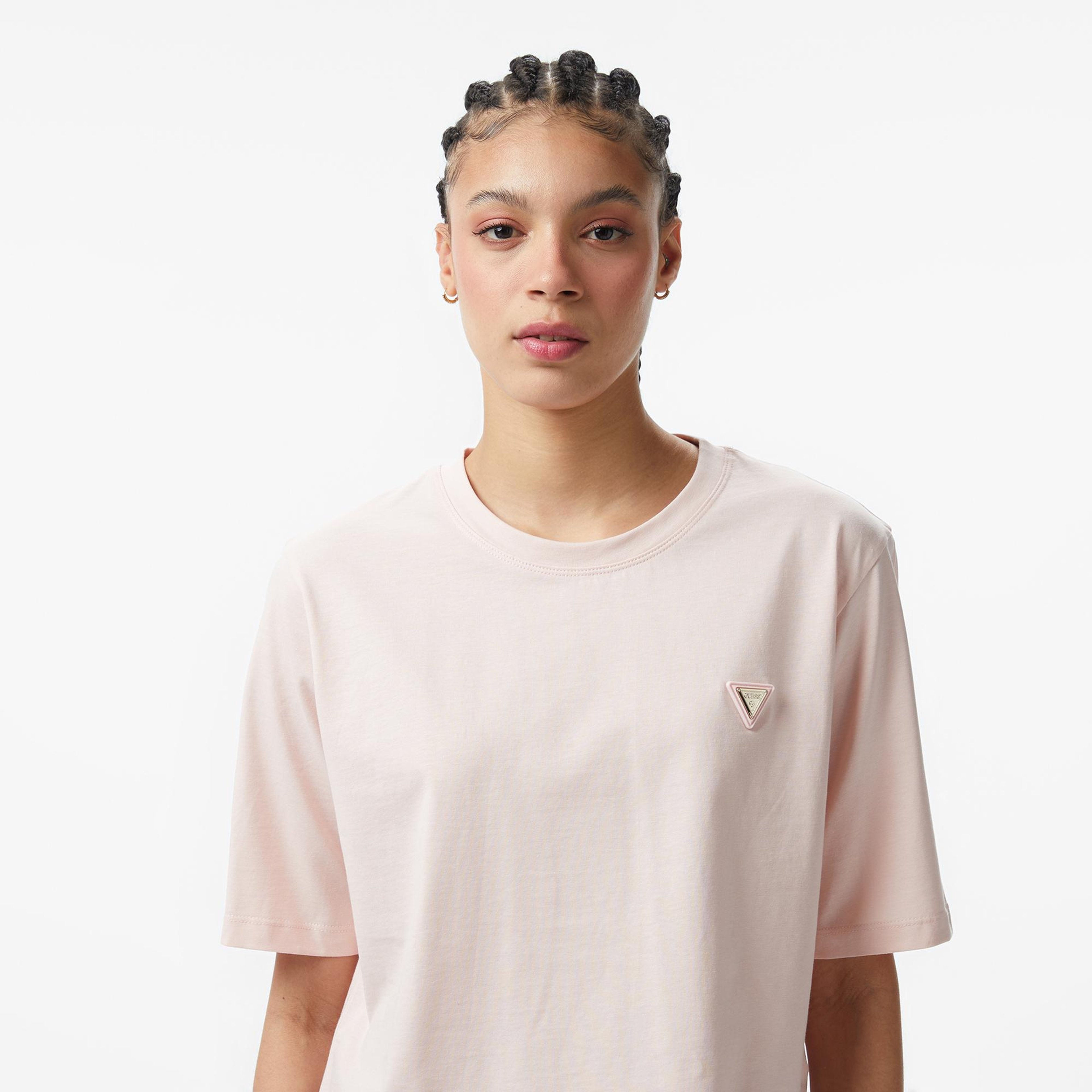 Guess Colette Aktif Boxy Fit Kadın Pembe T-Shirt