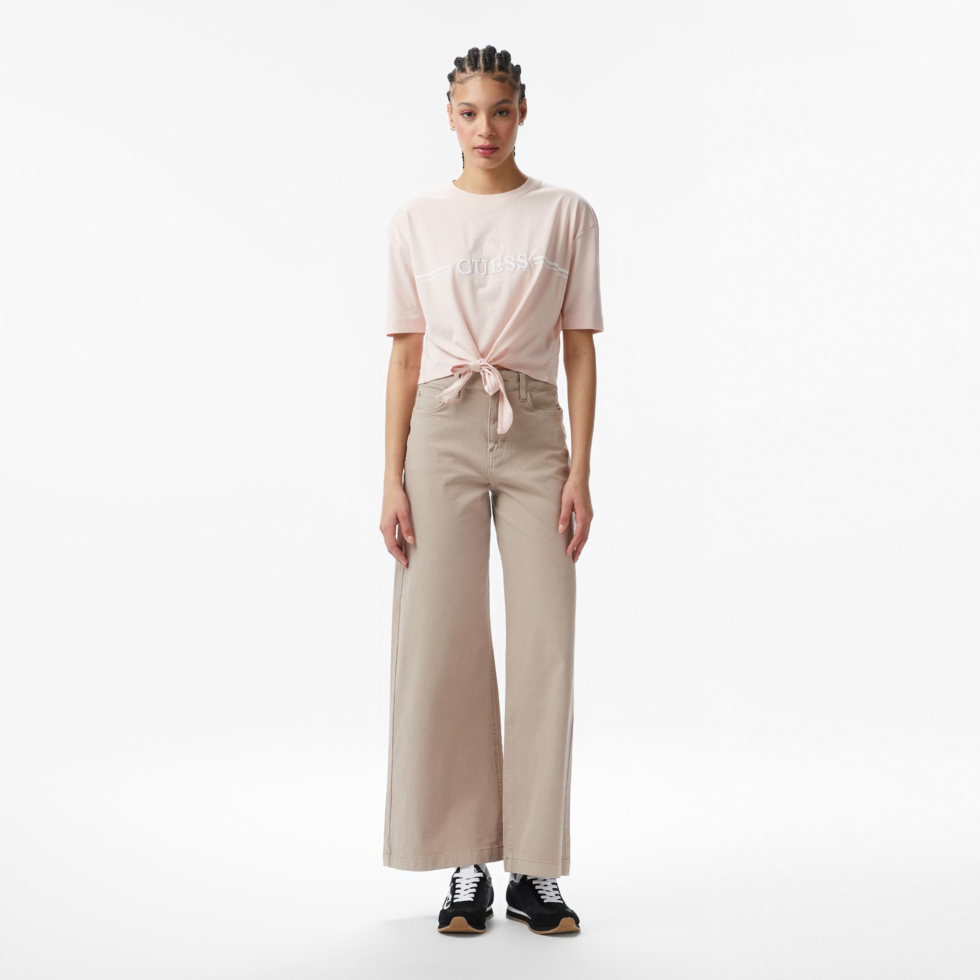 Guess Stream Aktif Boxy Fit Kadın Pembe T-Shirt