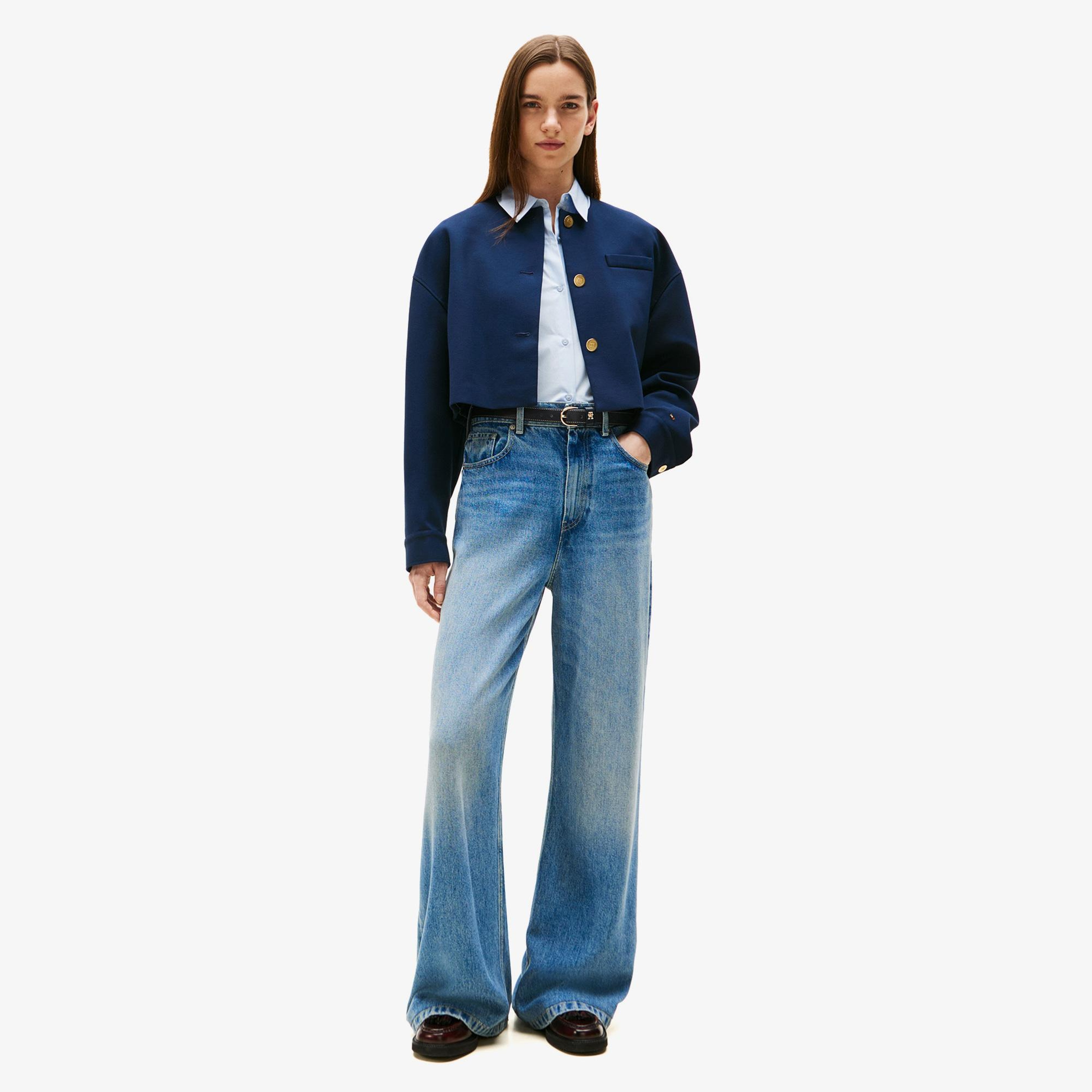 Tommy Hilfiger Punto Crop Lady Kadın Blazer Lacivert Blazer Ceket
