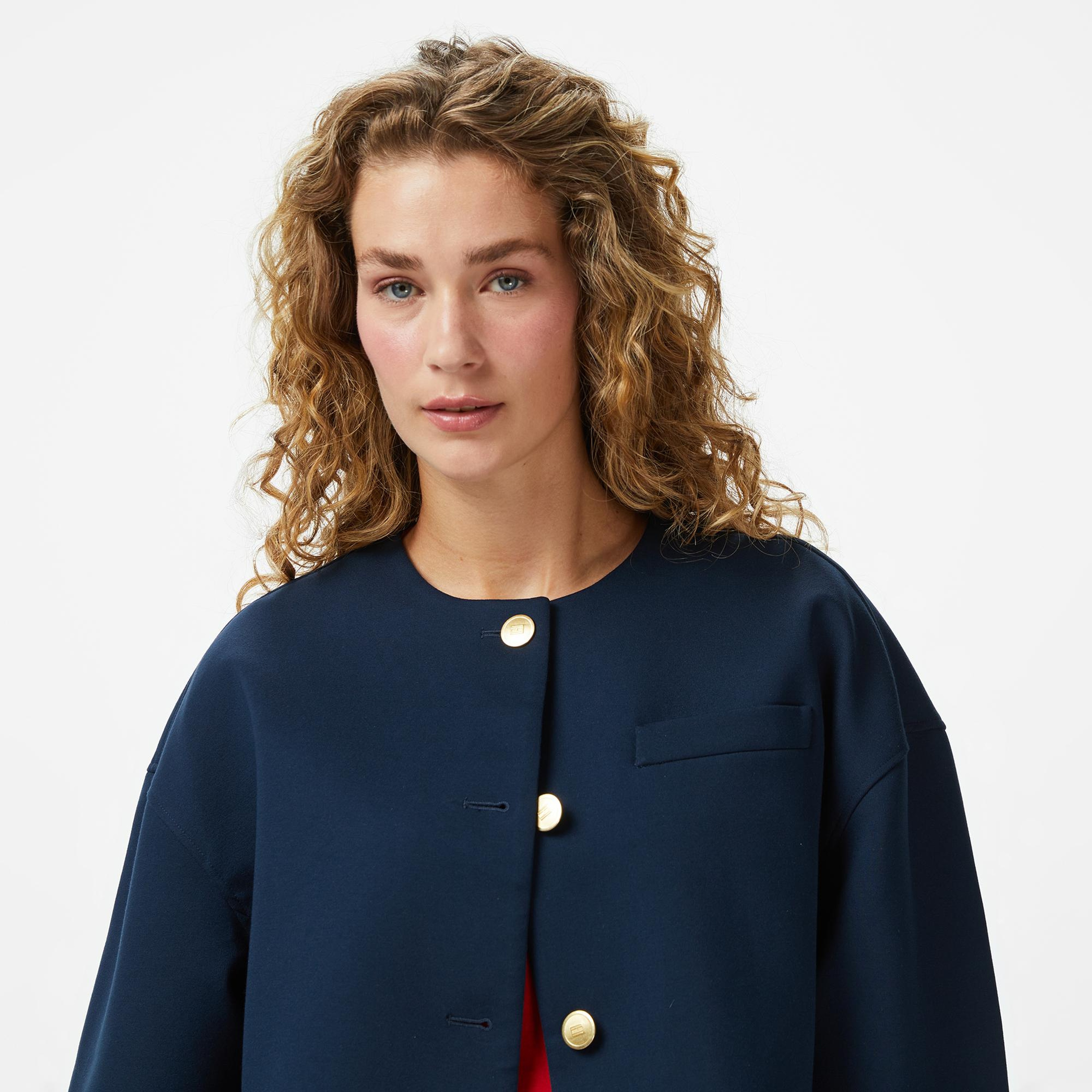 Tommy Hilfiger Punto Crop Lady Kadın Blazer Lacivert Blazer Ceket