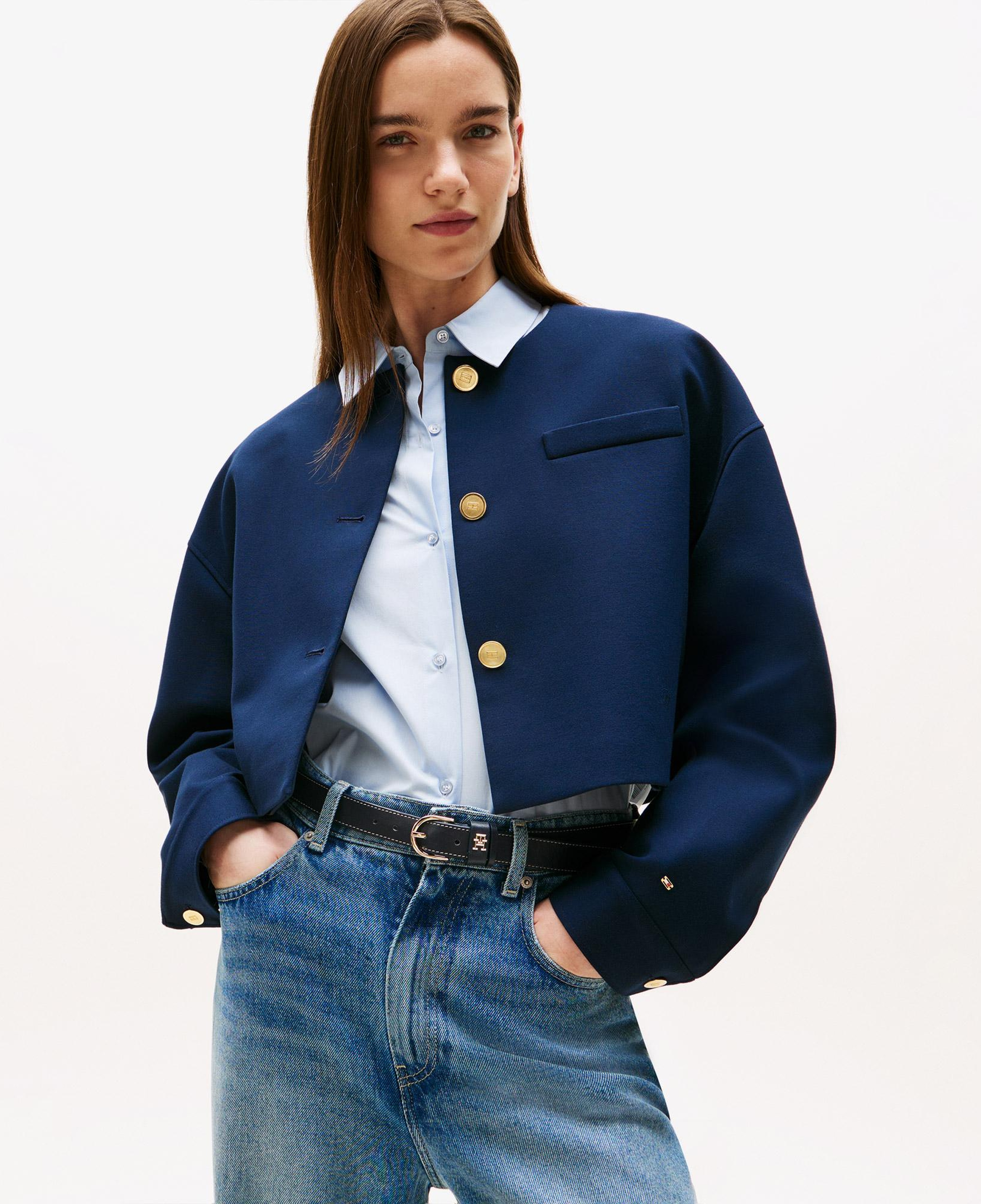 Tommy Hilfiger Punto Crop Lady Kadın Blazer Lacivert Blazer Ceket