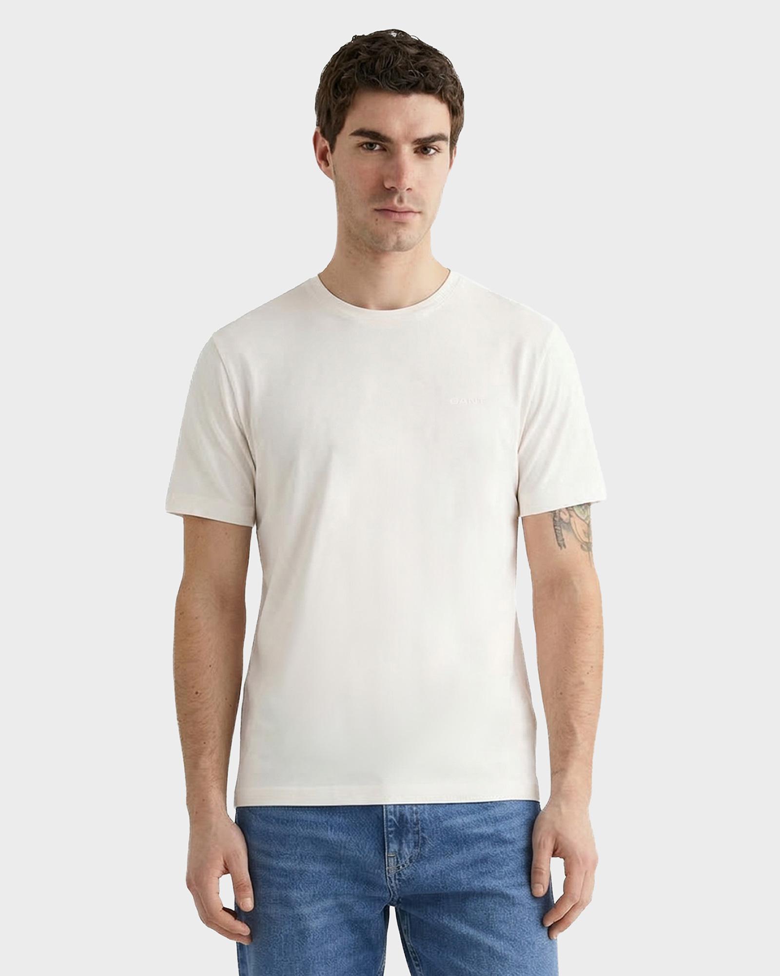 GANT Erkek Beyaz Kısa Kollu T-Shirt