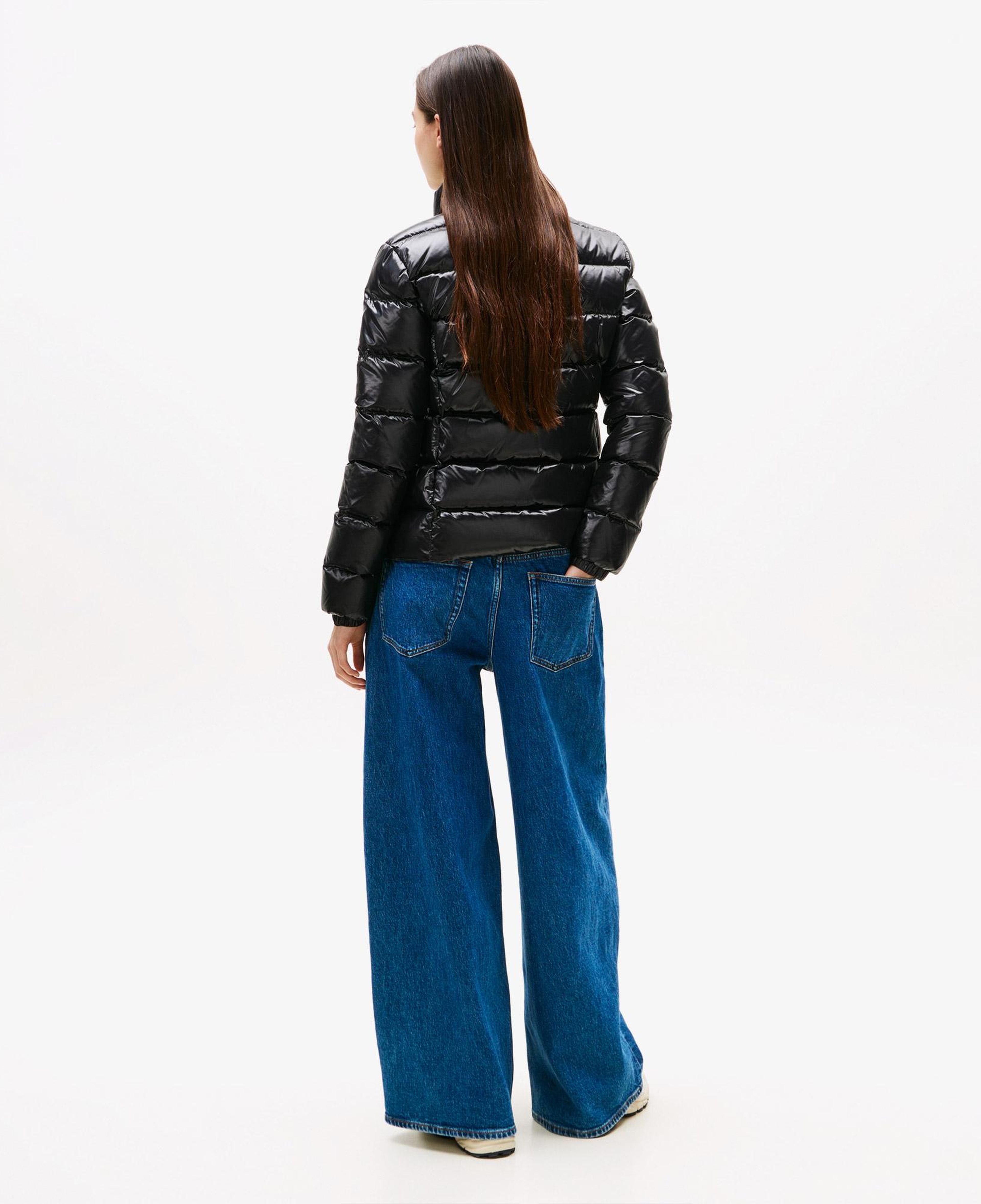 Tommy Jeans Slim Zip Print Down Kadın Puffer Siyah Mont