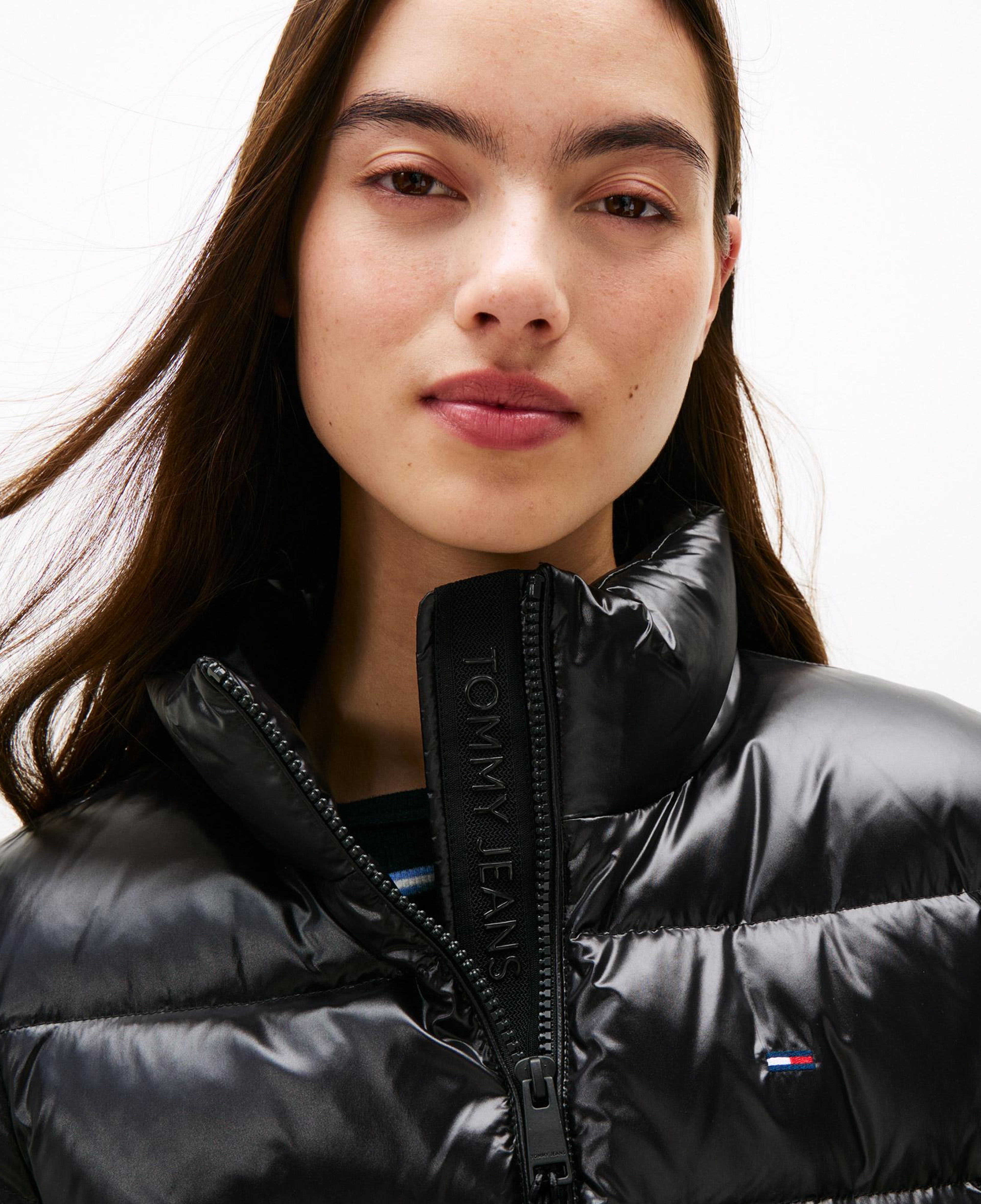 Tommy Jeans Slim Zip Print Down Kadın Puffer Siyah Mont