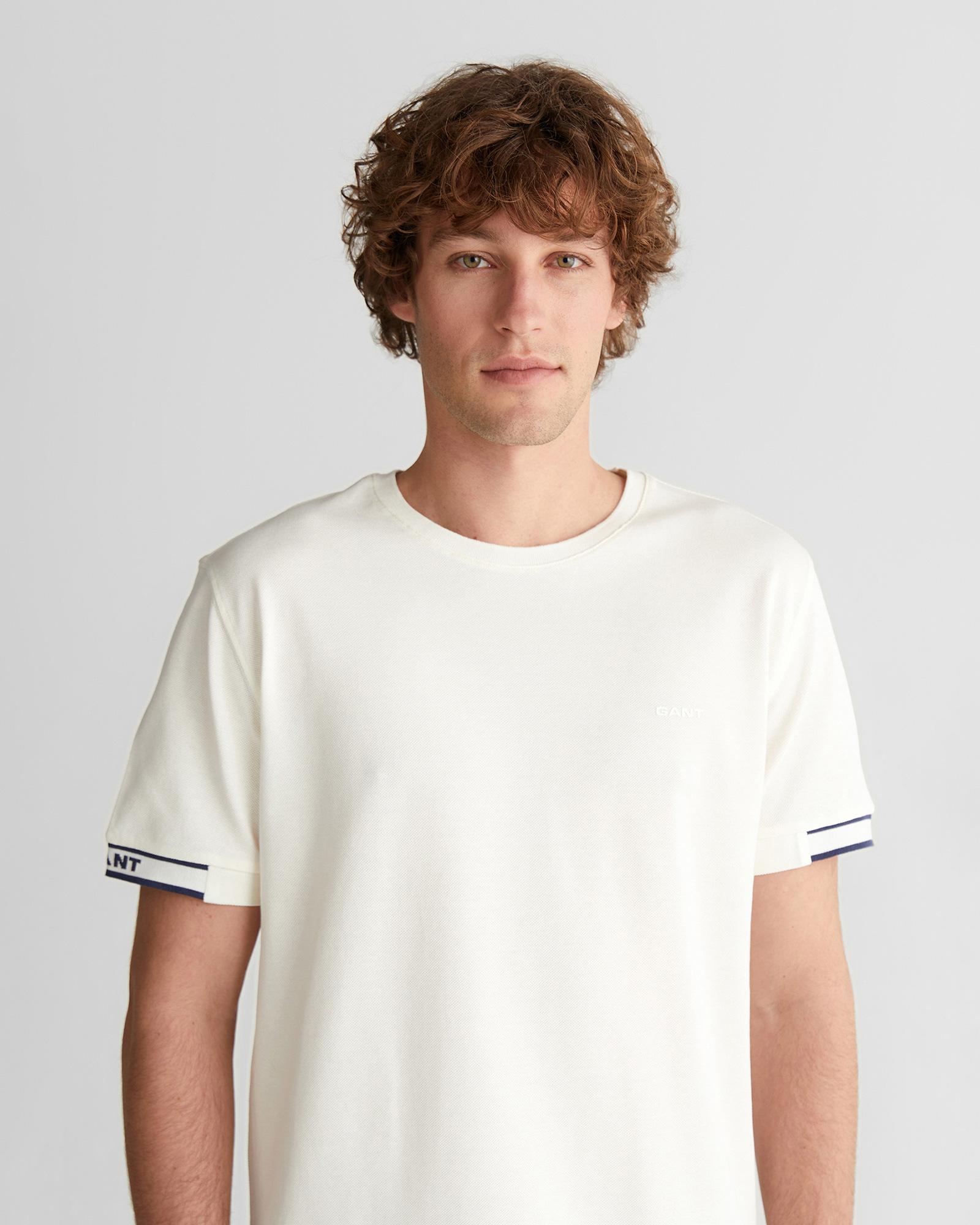 GANT Erkek Beyaz Kısa Kollu T-Shirt