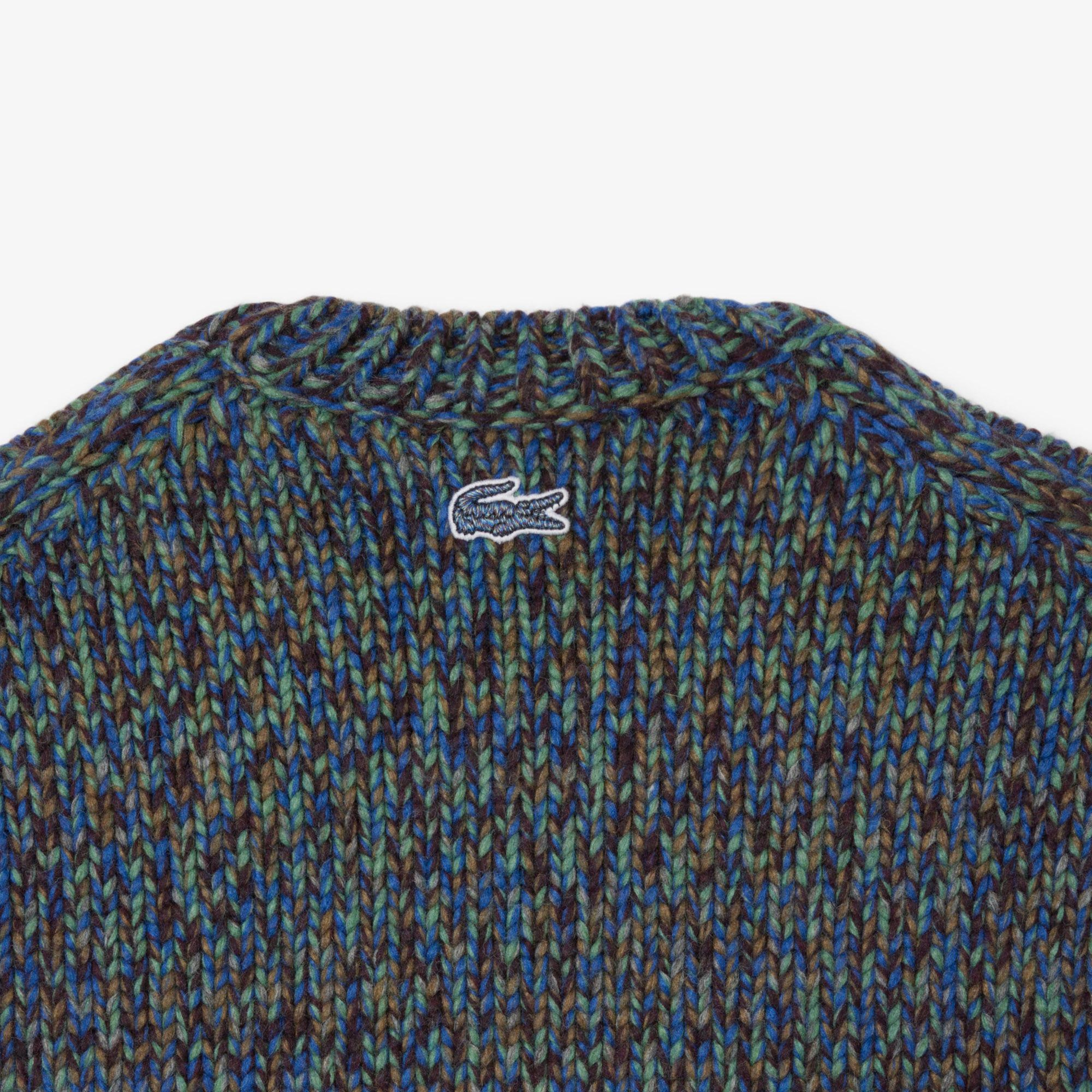 Erkek Classic Fit Bisiklet Yaka Desenli Lacivert Kazak