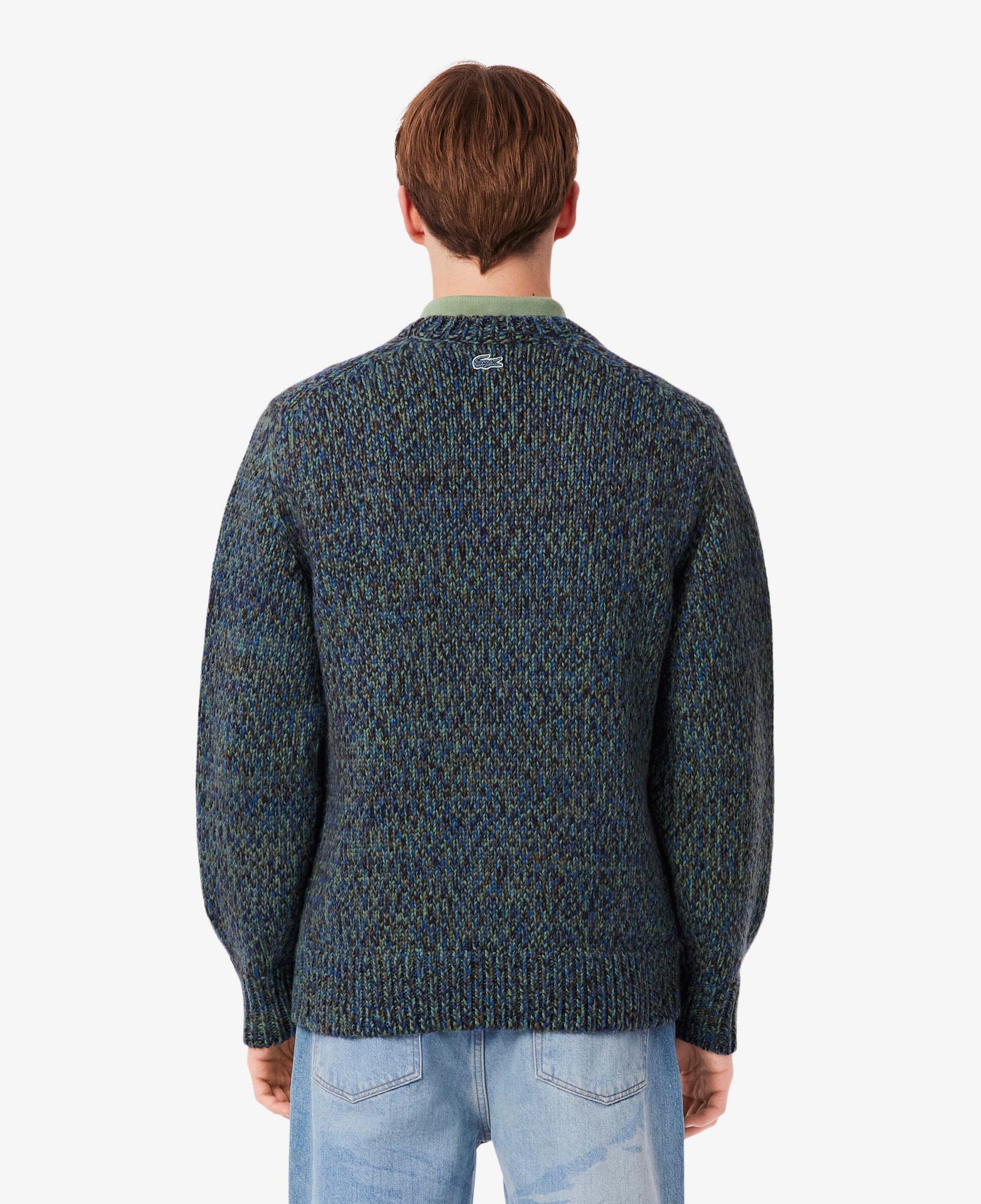 Erkek Classic Fit Bisiklet Yaka Desenli Lacivert Kazak