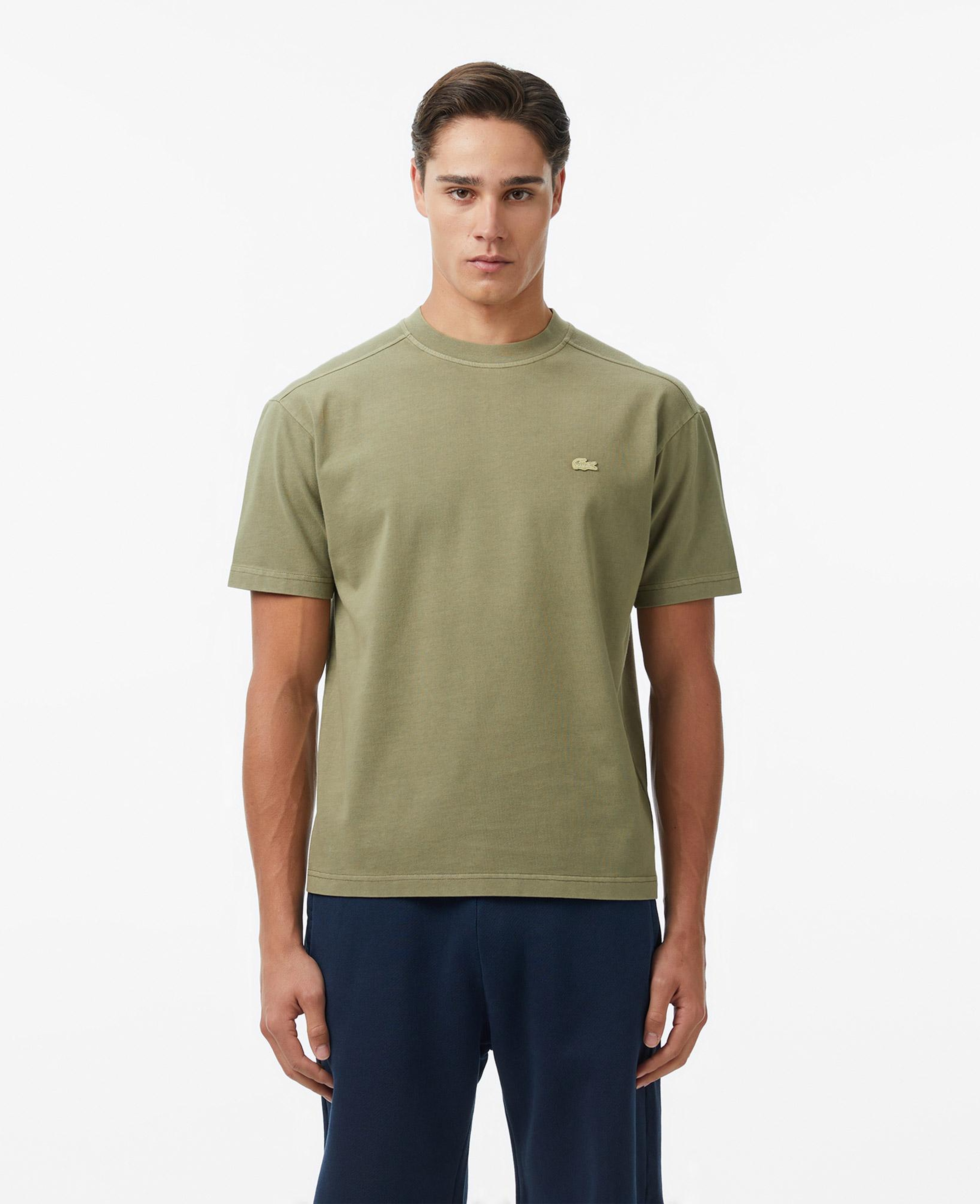 Erkek Relaxed Fit Bisiklet Yaka Haki T-Shirt