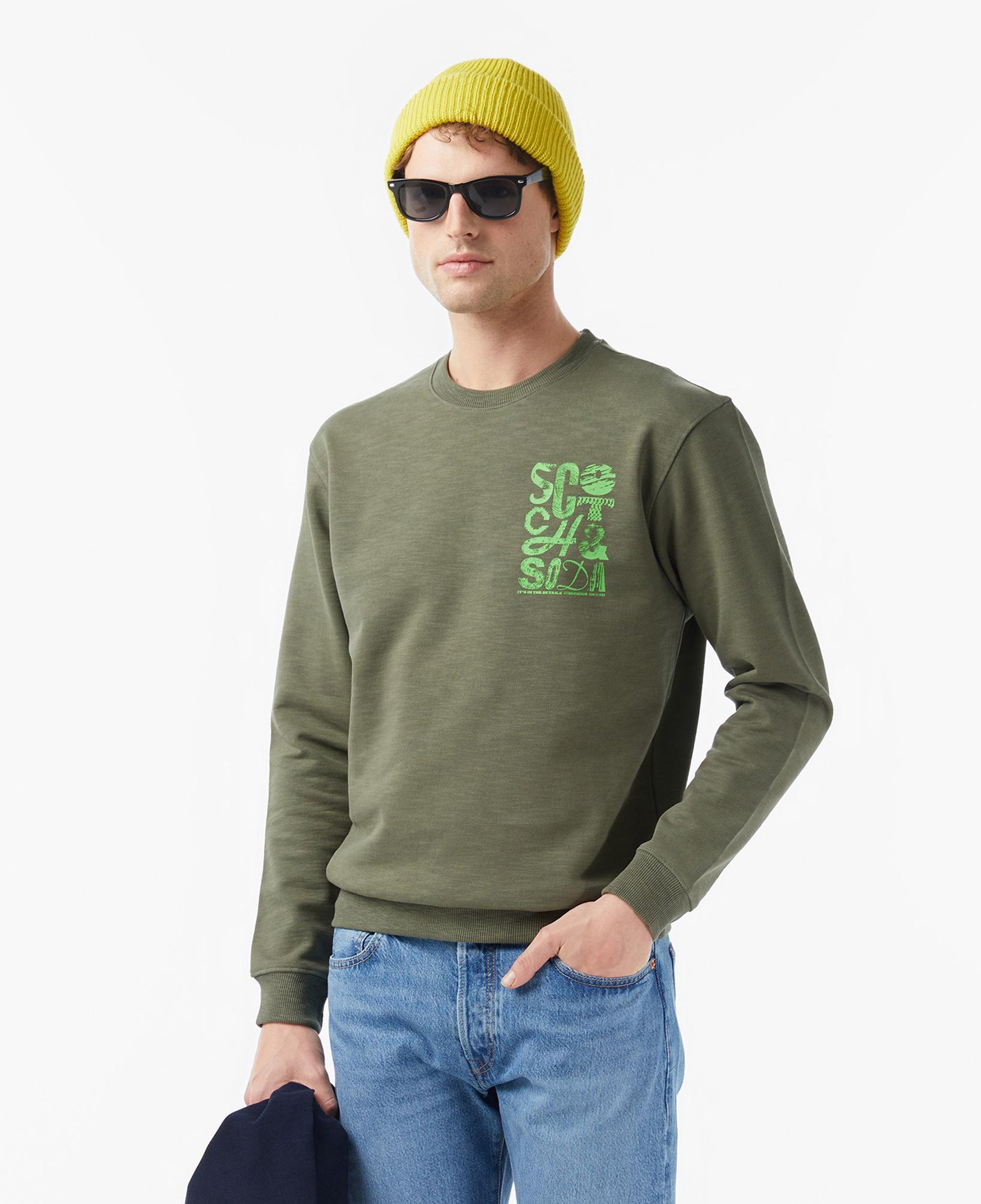 Scotch&Soda Left Chest Logo Erkek Yeşil Sweatshirt