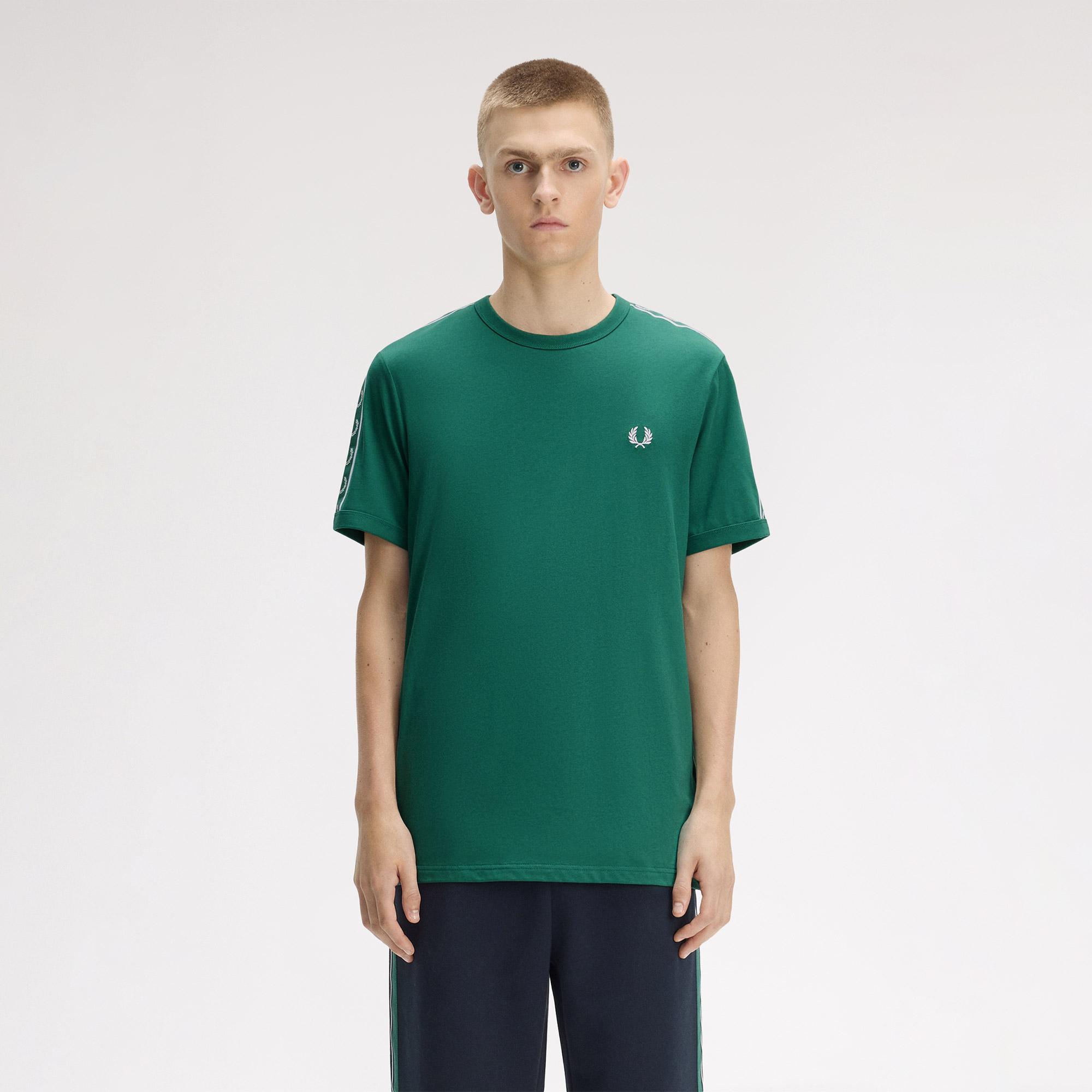 Fred Perry Contrast Tape Ringer Erkek Yeşil T-Shirt