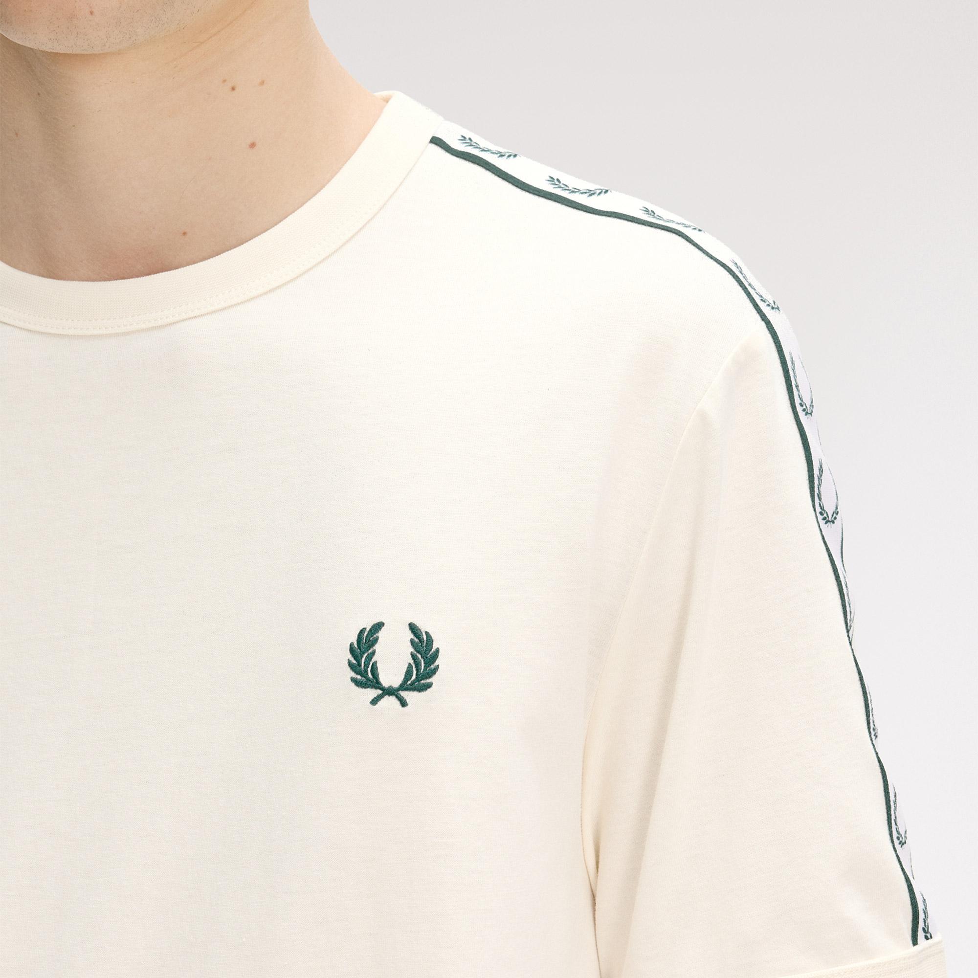 Fred Perry Contrast Tape Ringer Erkek Krem T-Shirt