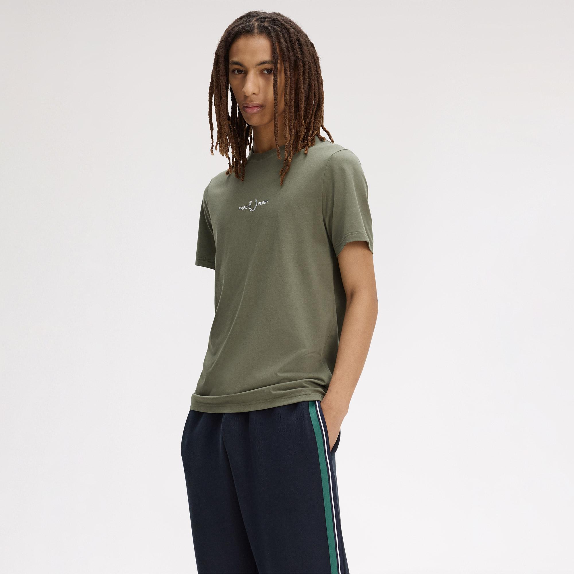 Fred Perry Embroidered Erkek Yeşil T-Shirt
