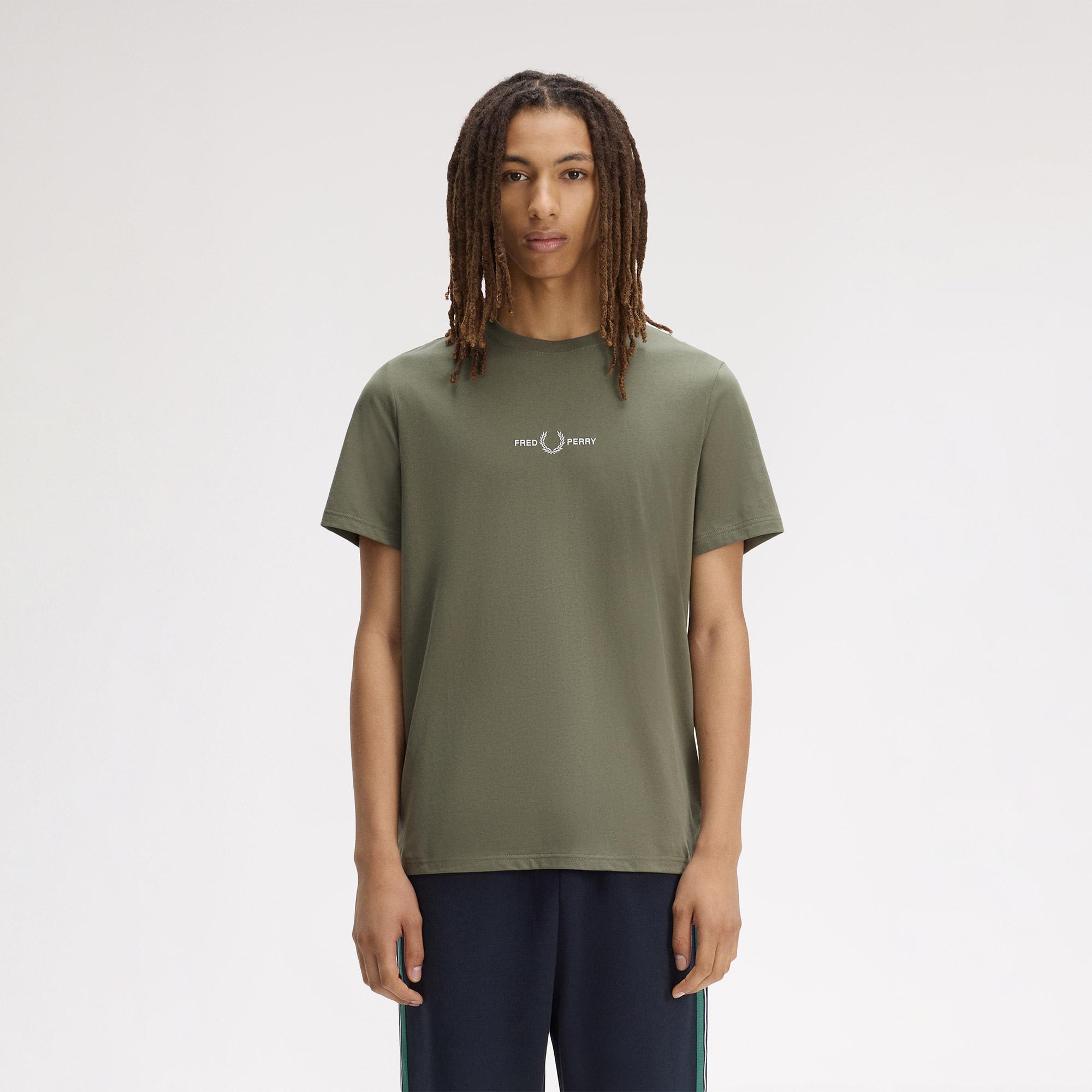 Fred Perry Embroidered Erkek Yeşil T-Shirt