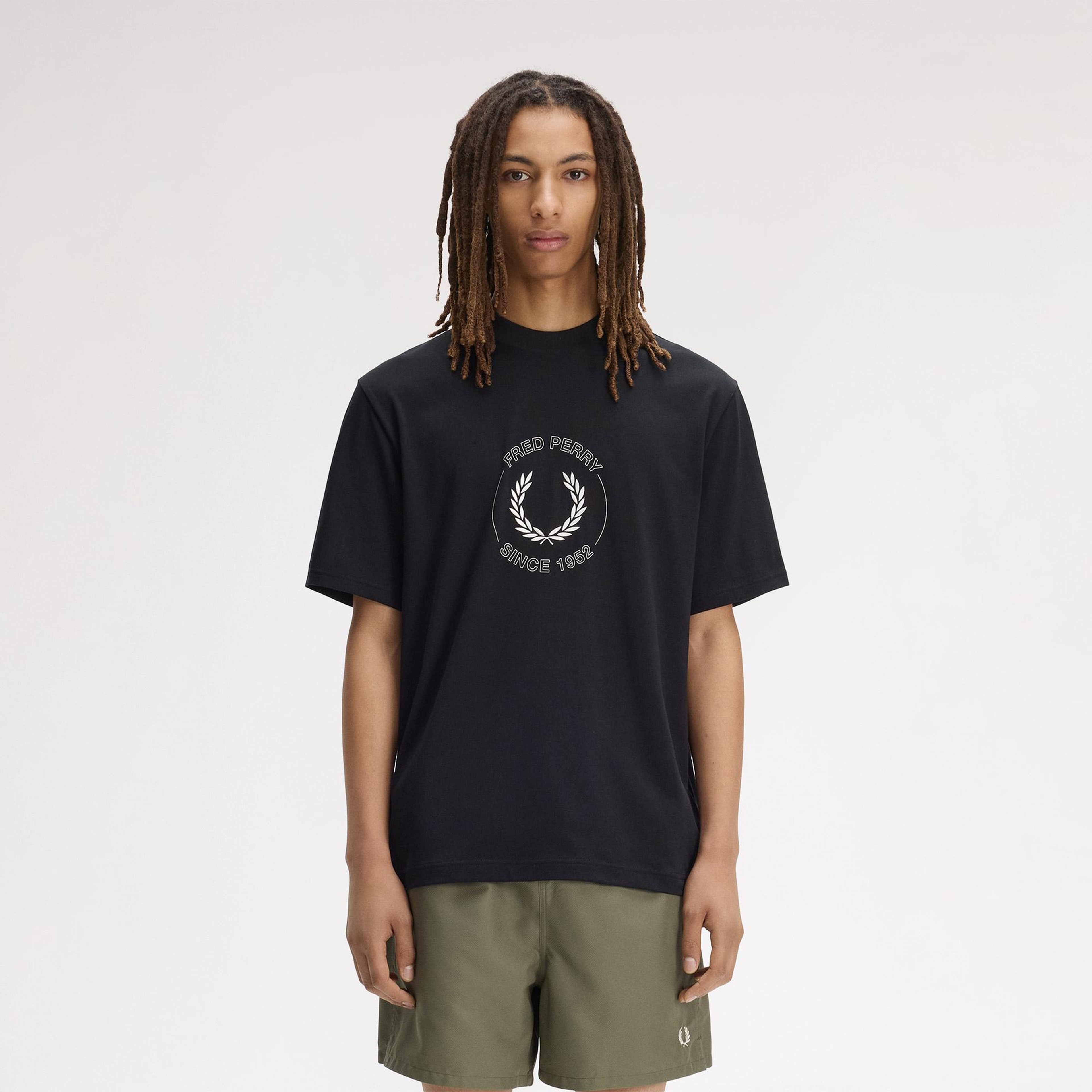 Fred Perry Circle Graphic Erkek Siyah T-Shirt