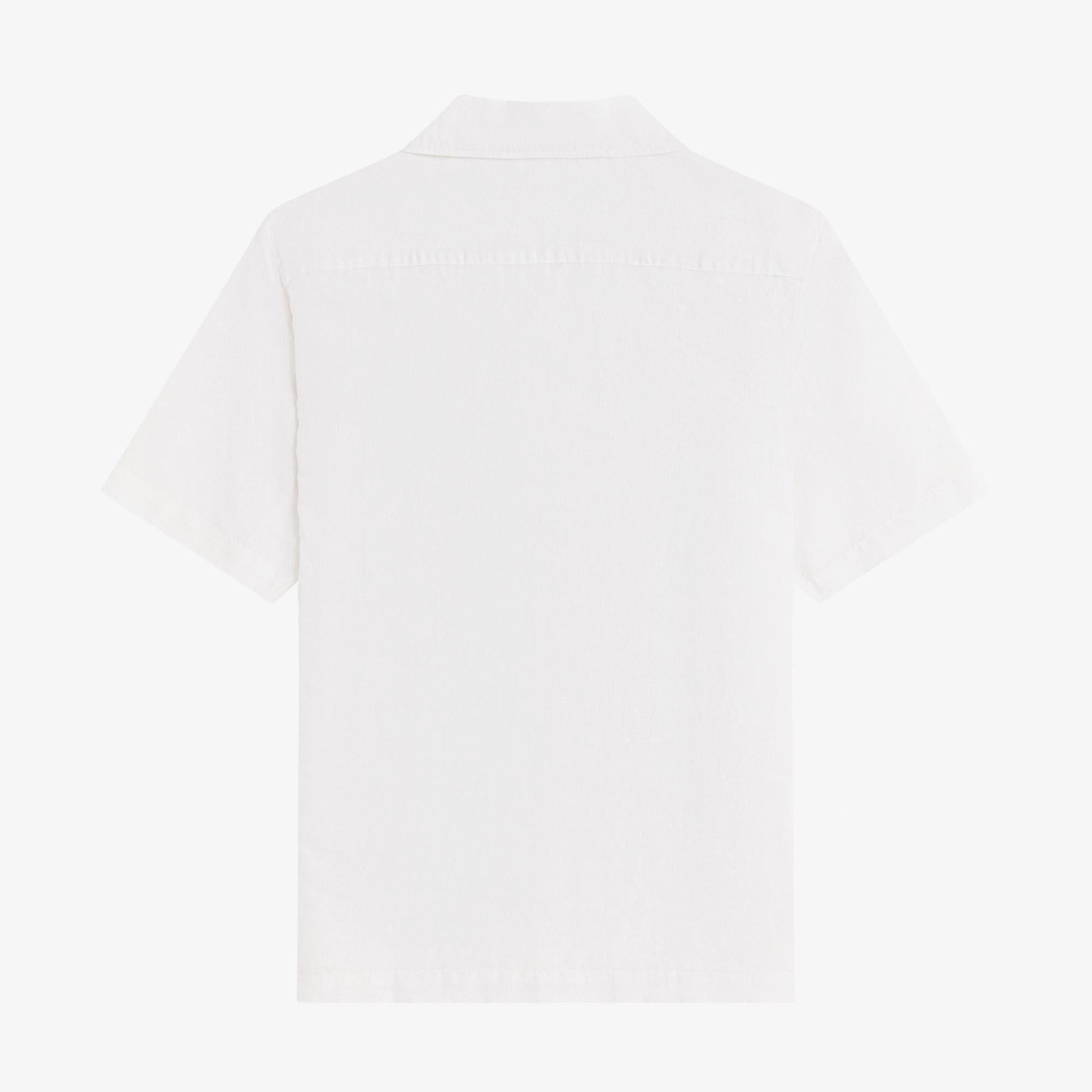 Fred Perry Keten Karışımlı Revere Collar Erkek Beyaz Gömlek