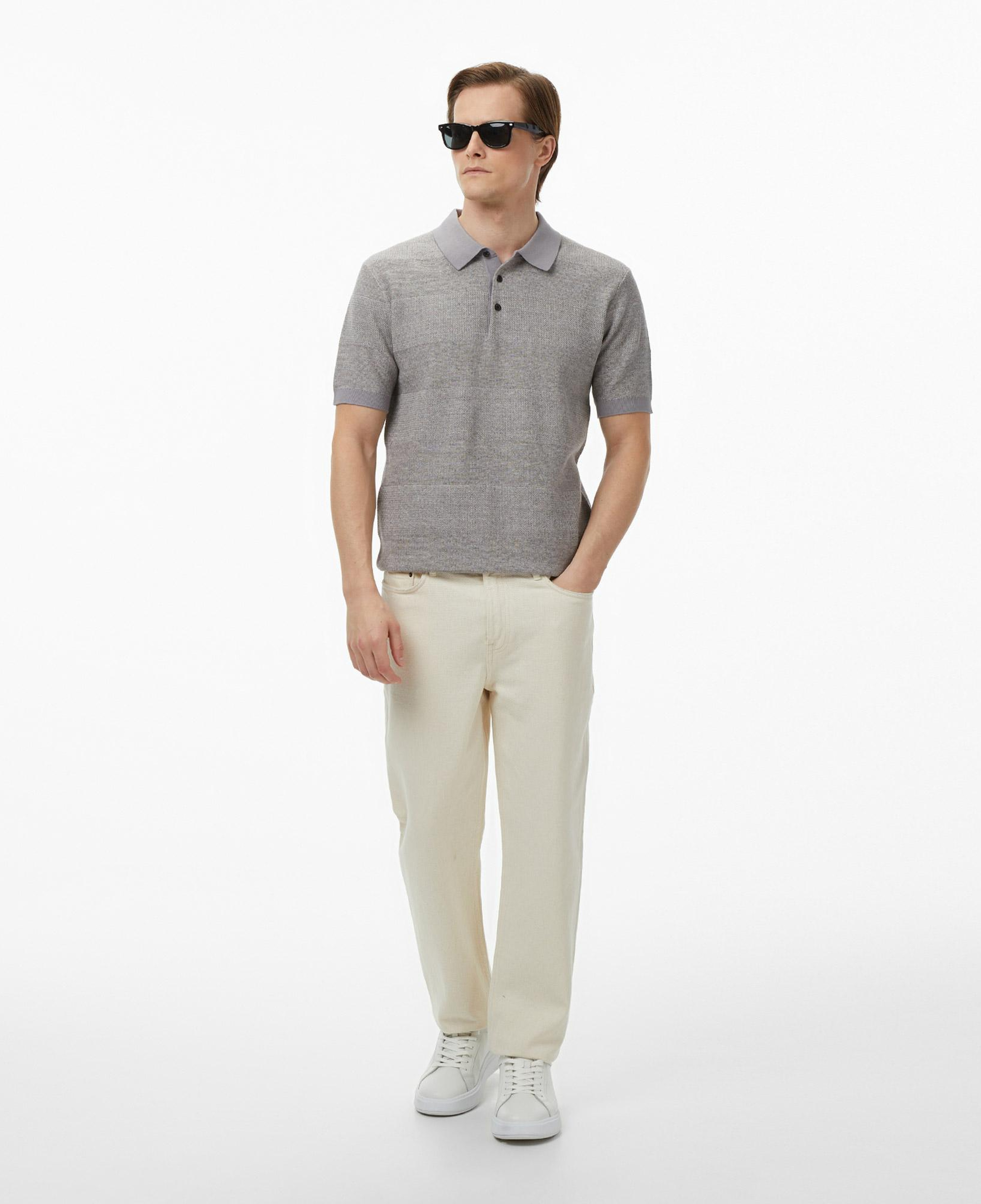 Scotch&Soda Knitted Tone On Tone Striped Regular Fit Erkek Gri Polo