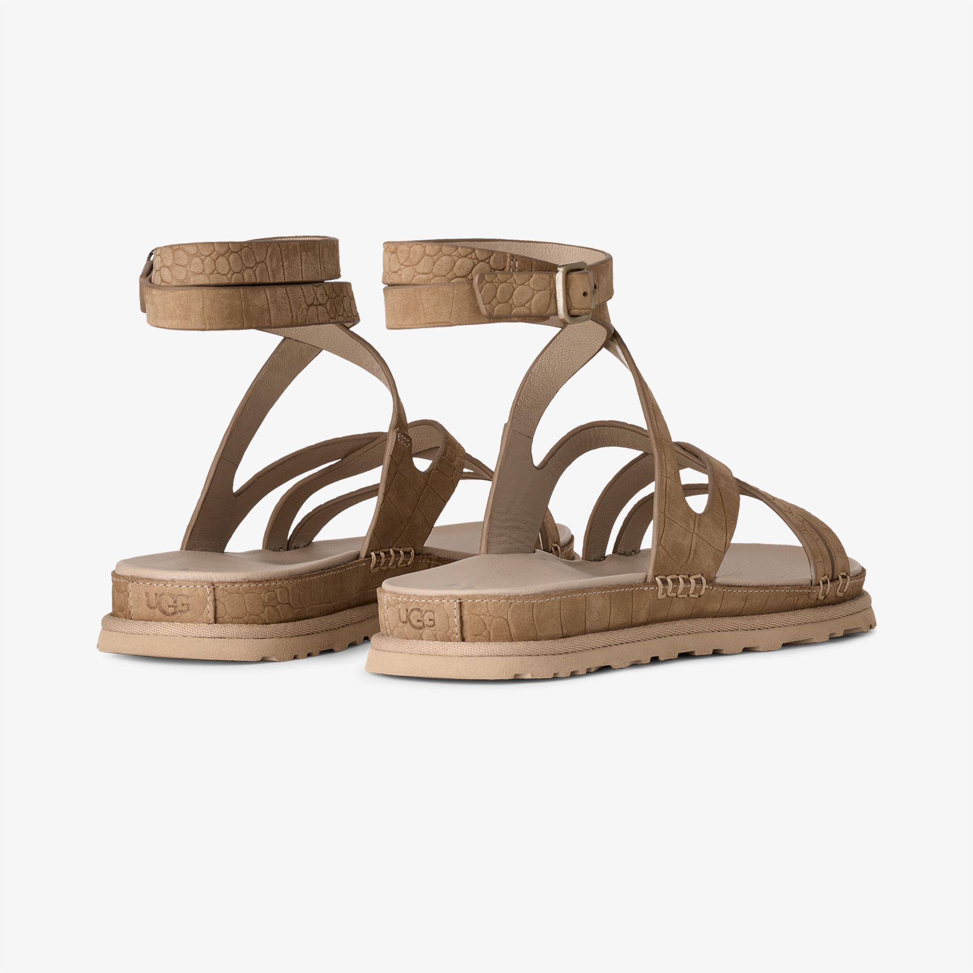 UGG Goldengaze Embossed Ankle Wrap Kadın Kahverengi Sandalet
