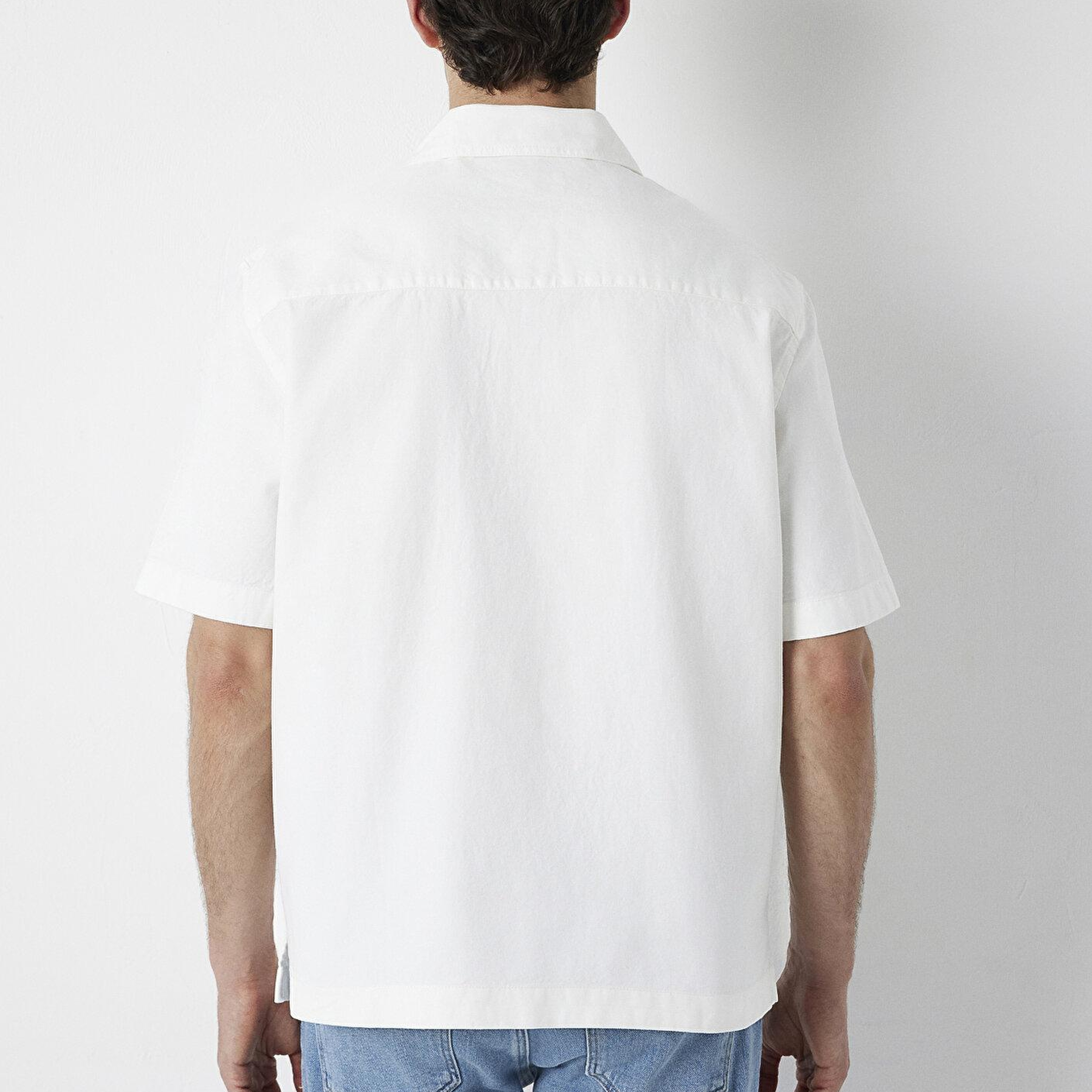 Mavi Ekru Polo Yaka Tişört Loose Fit / Bol Rahat Kesim 0211978-70057