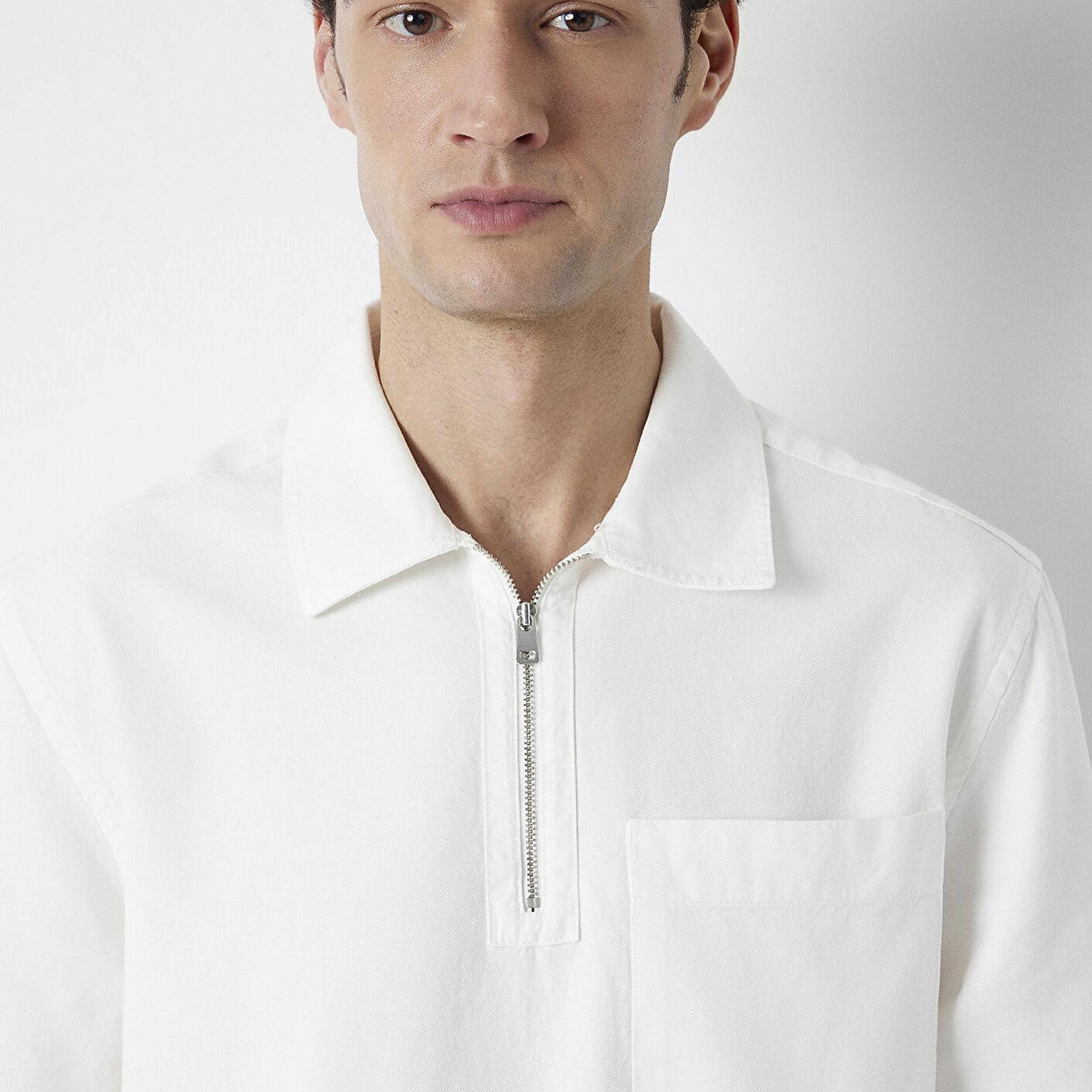 Mavi Ekru Polo Yaka Tişört Loose Fit / Bol Rahat Kesim 0211978-70057