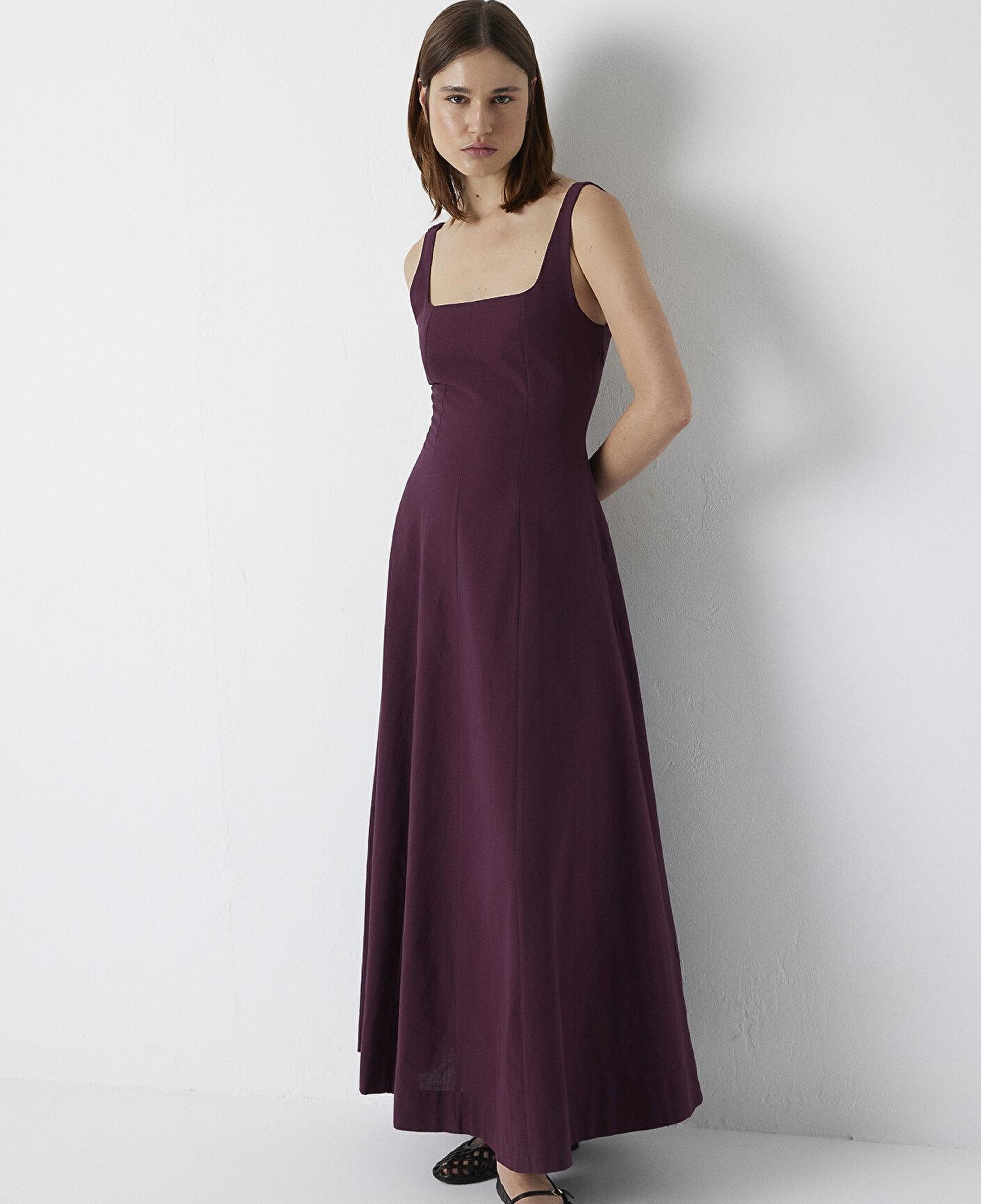 Mavi Bordo Uzun Elbise 1310479-70434