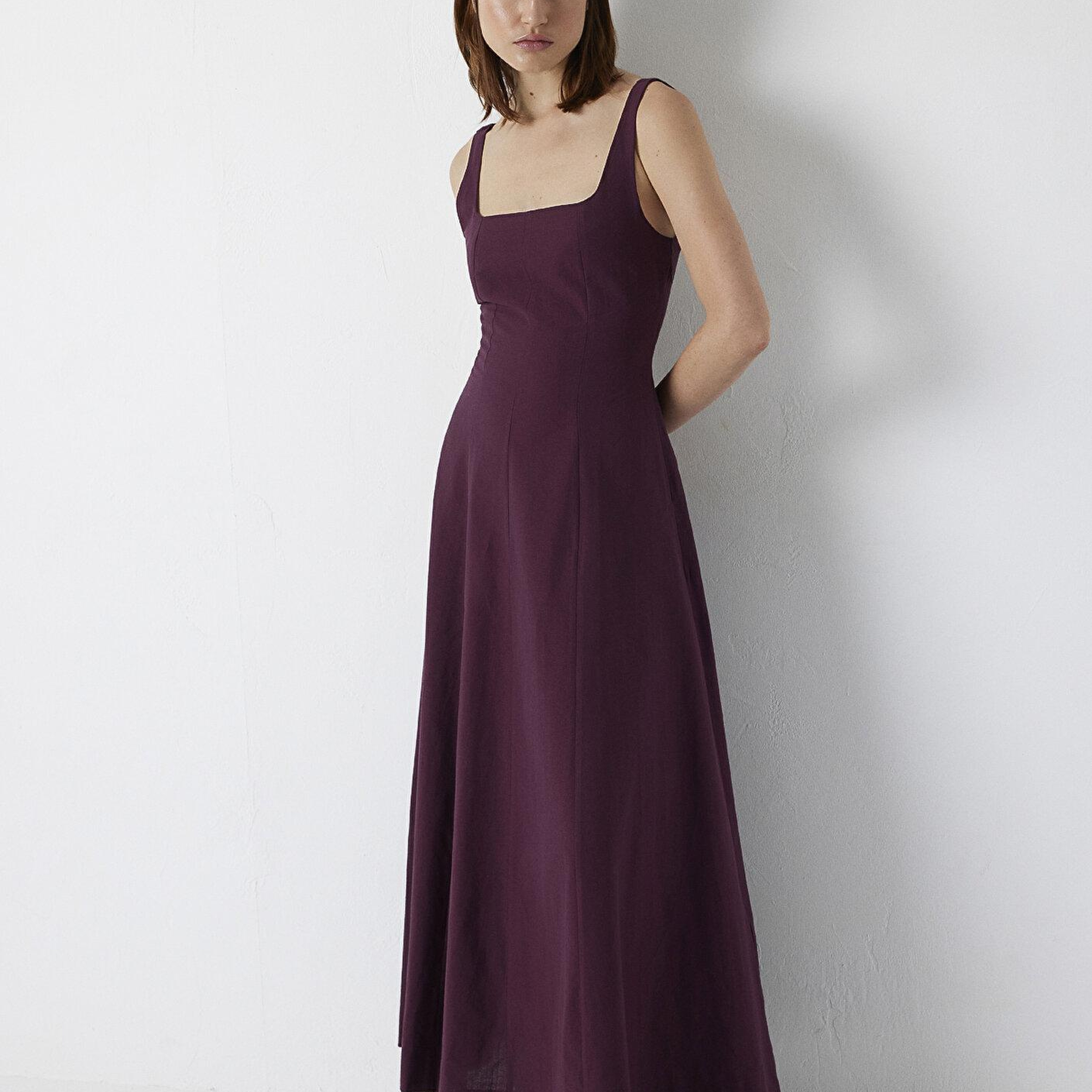 Mavi Bordo Uzun Elbise 1310479-70434