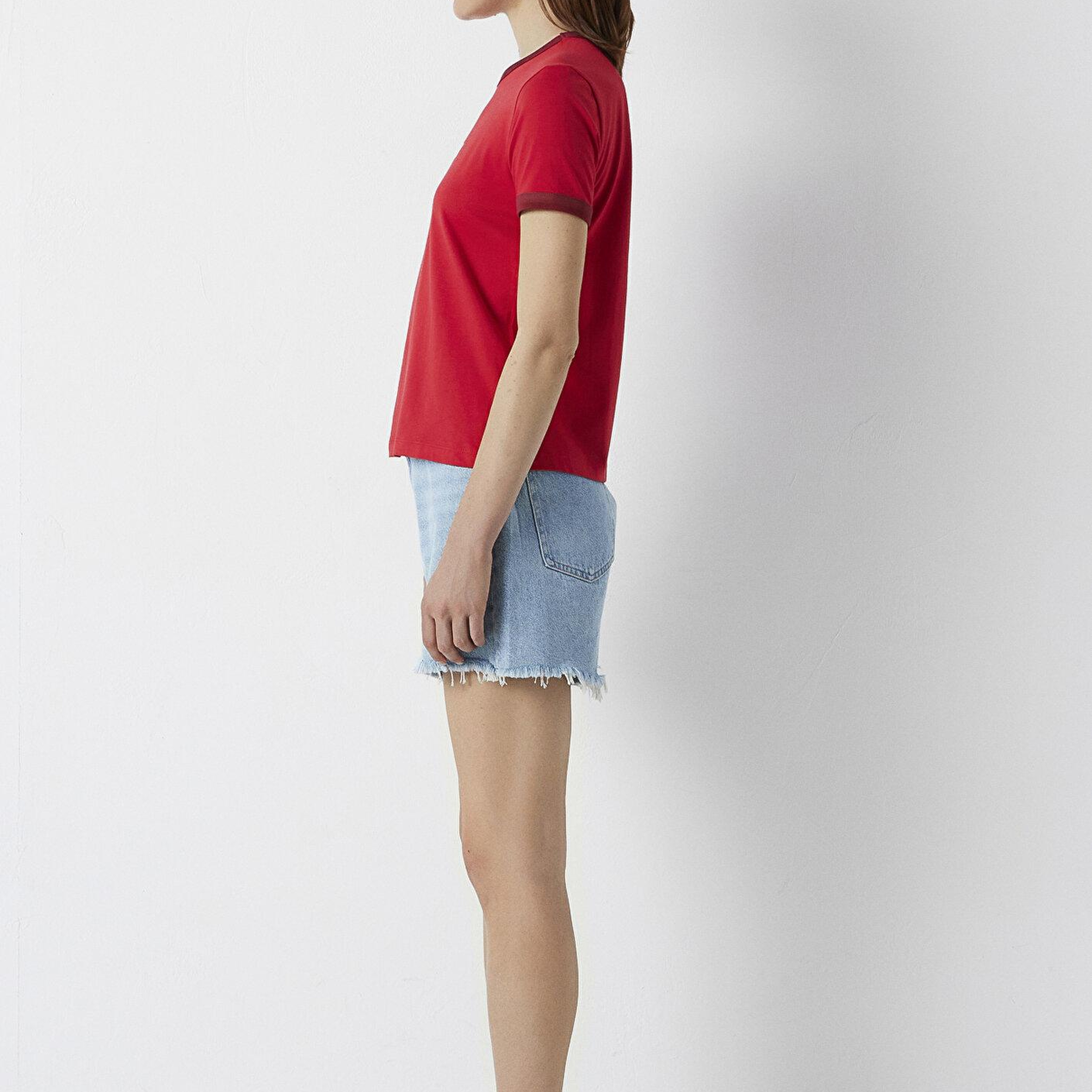 Mavi Kırmızı Tişört Semi Slim Fit / Yarı Dar Kesim 1614344-82054