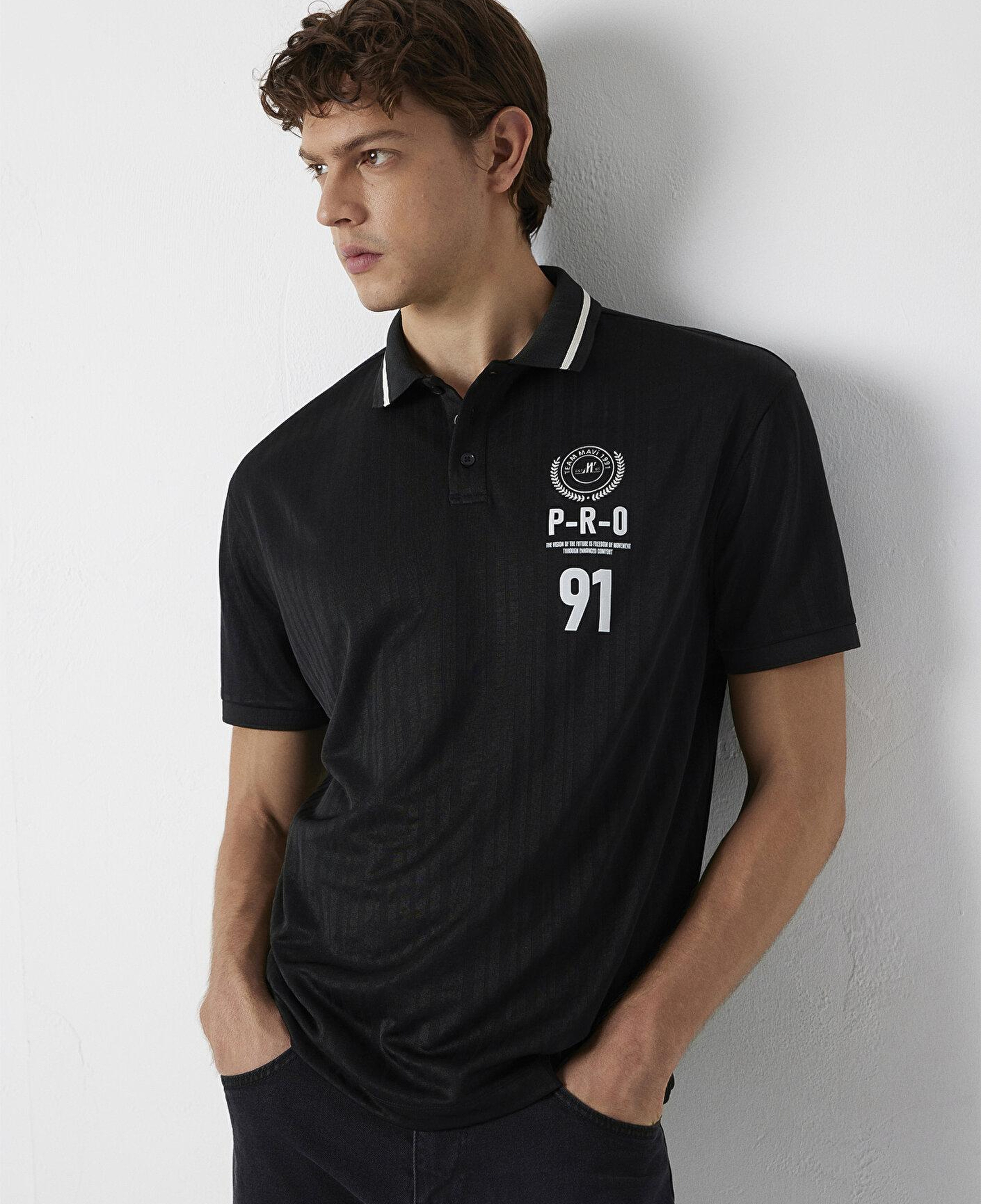 Mavi Siyah Tişört Loose Fit / Bol Rahat Kesim 0613625-900