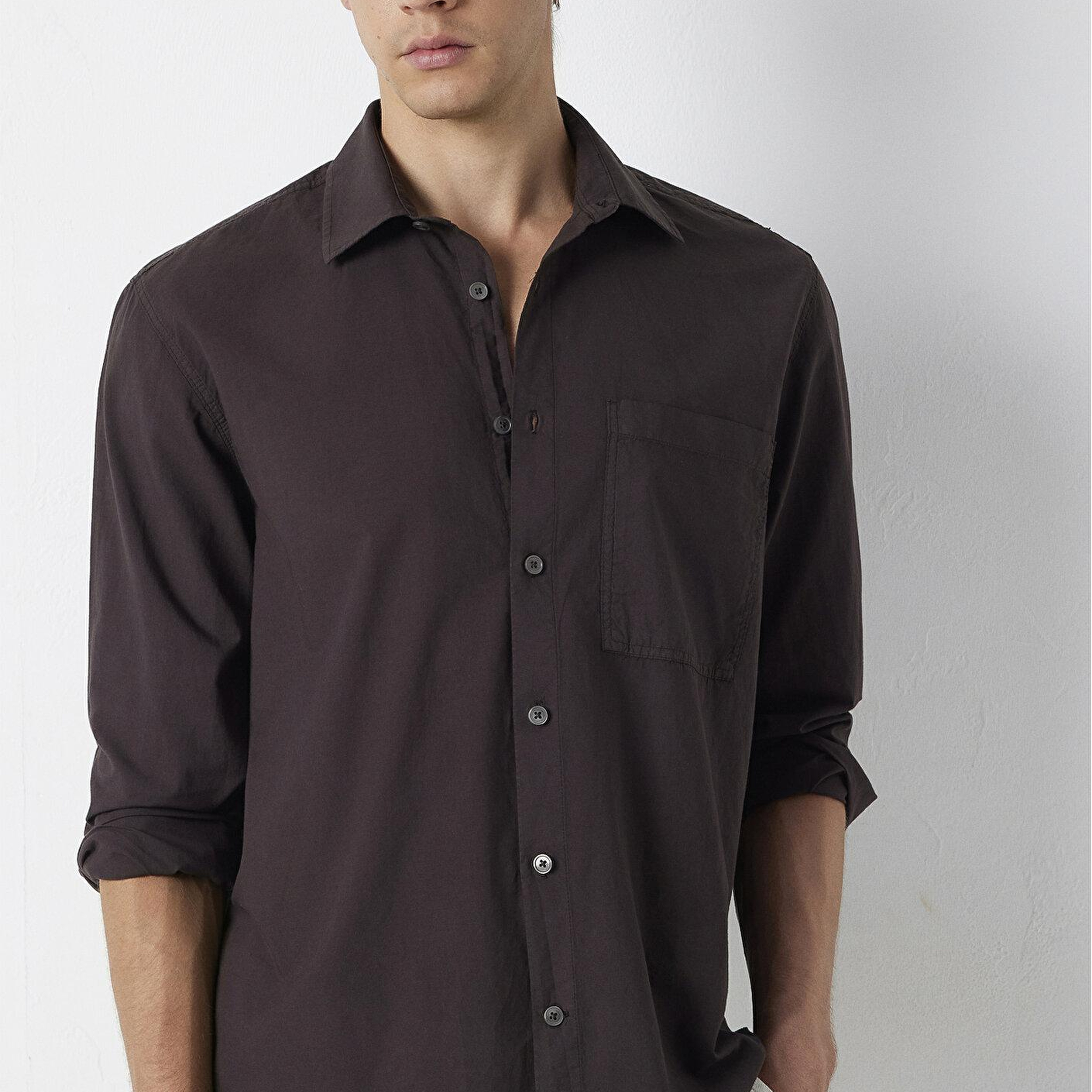 Mavi M Nakış DetaylıKahverengi Gömlek Loose Fit / Bol Rahat Kesim 0212140-70220